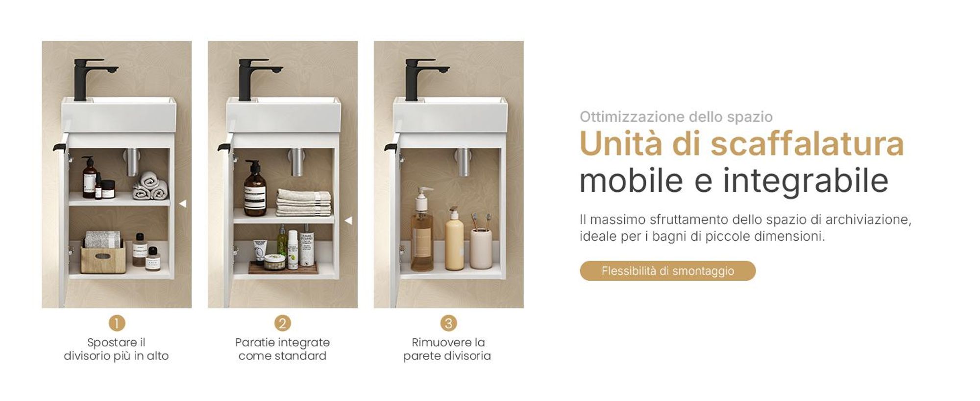Set lavabo EMKE Mobiletto con lavabo in ceramica 417×240×646 mm sospeso, soft-close , bianco