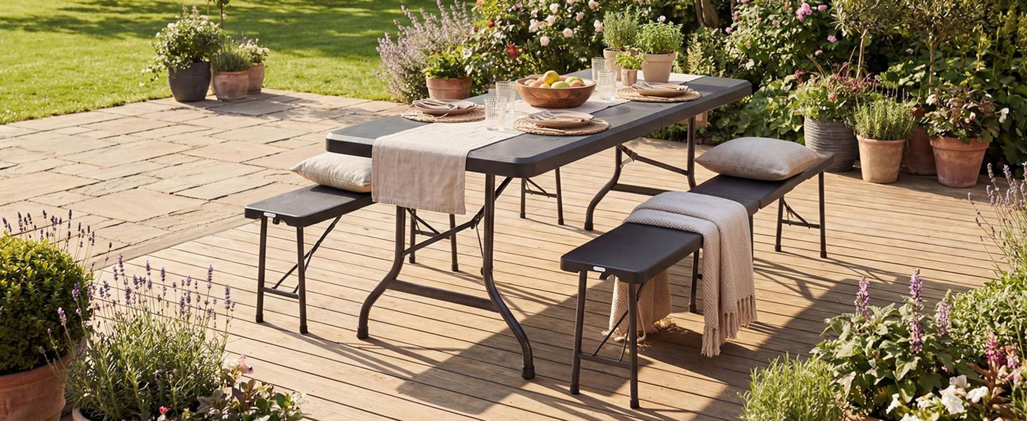 CASARIA Bierzeltgarnitur 180 cm 3-teilig für 8 Personen