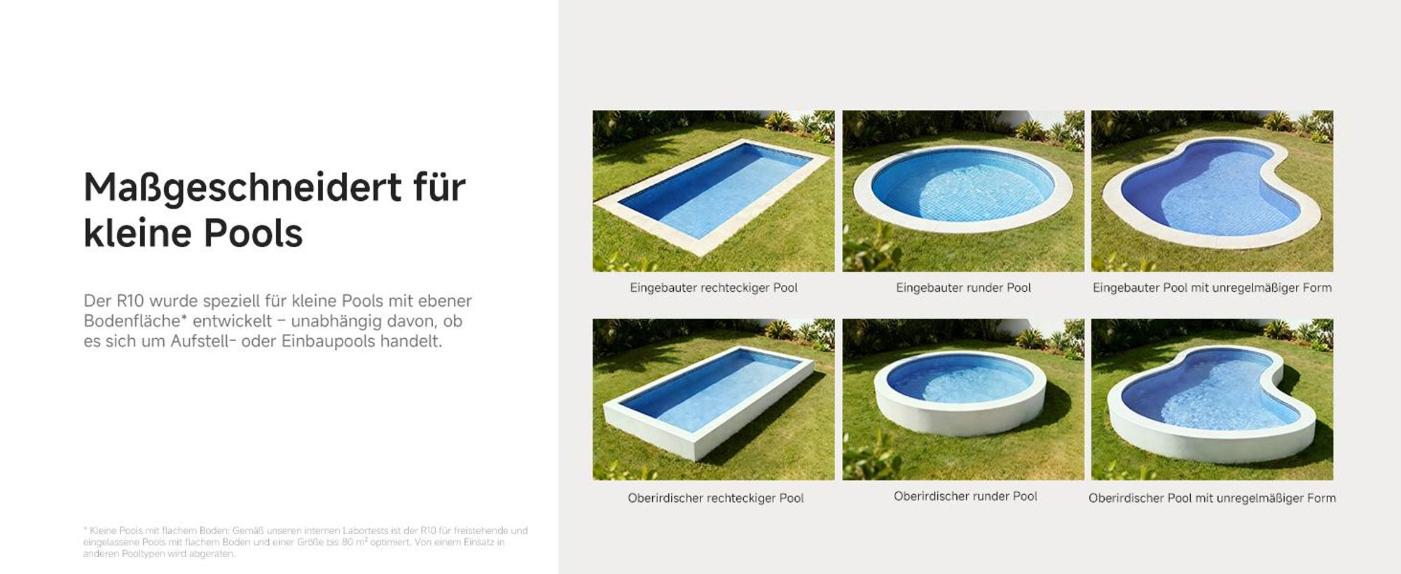 MOVA Diver R10 Poolroboter kabellos, 5700 l/h Saugleistung, 120 Min Laufzeit, automatisches Parken, für oberirdische Pools bis 80 m²