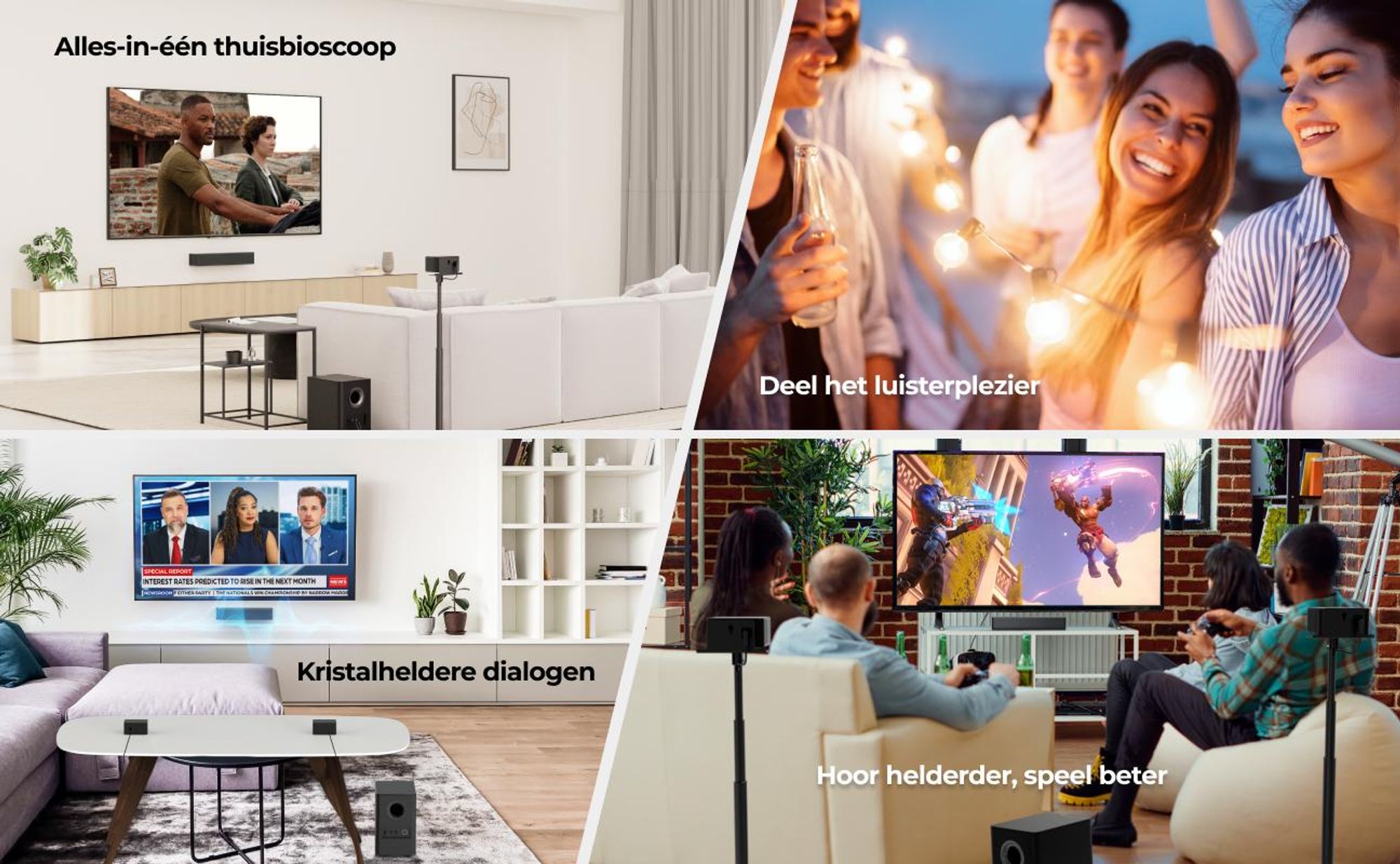 ULTIMEA 5.1 Soundbar met Dolby Atmos, 3D-omgevingsgeluidssysteem met subwoofer, 2 achterluidsprekers, Soundbar met Bluetooth 5.3 en instelbare bas