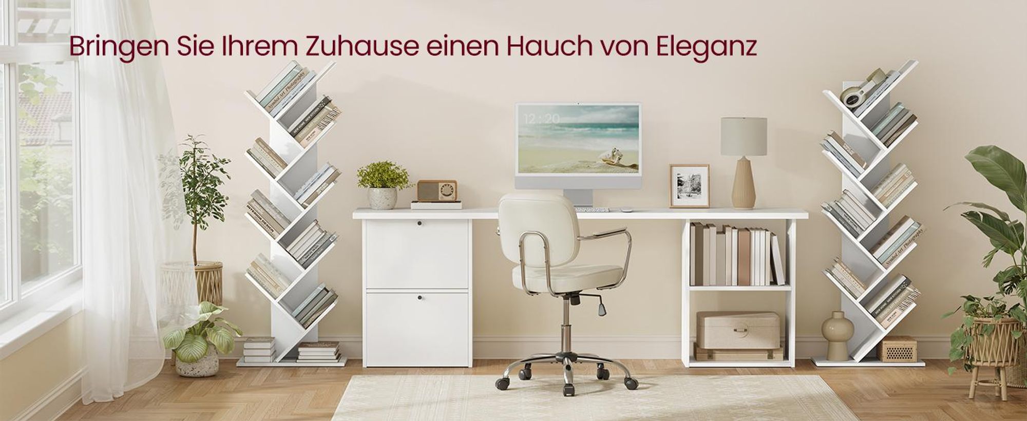 VASAGLE Bücherregal mit 8 Ebenen Standregal weiß CD Regal aus Holz