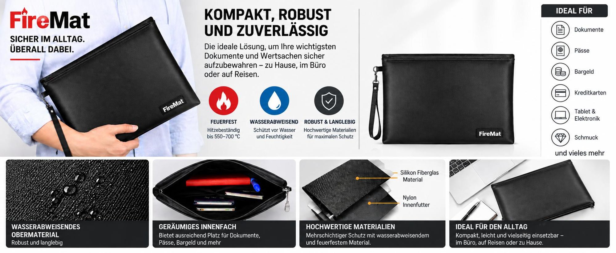 Kompakt, Robust und Zuverlässig im Alltag. Die ideal Lösung, um Ihre Dokumente sicher aufzubewahren.