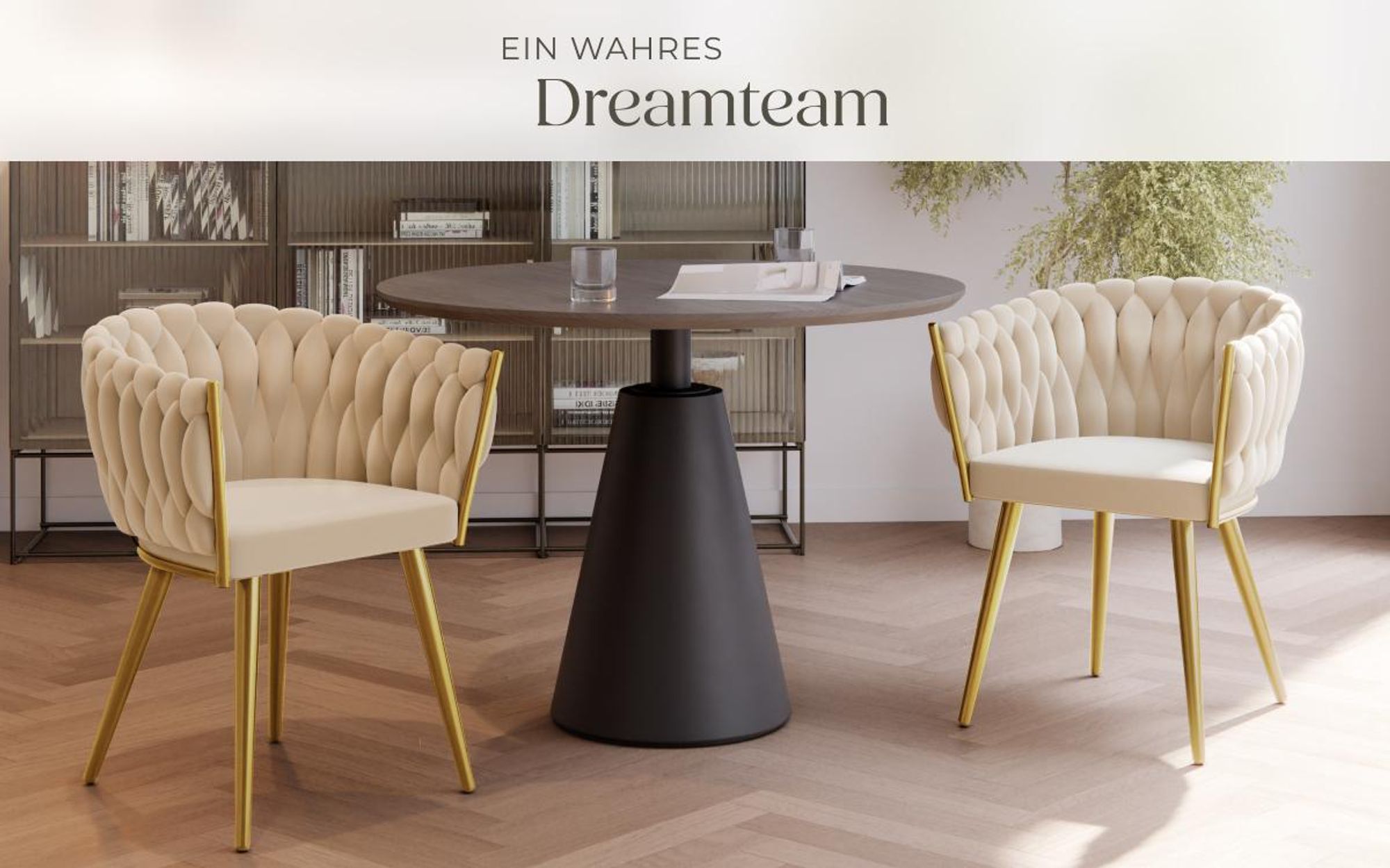 tectake® Set Esszimmerstuhl Astano gepolstert, mit Samtbezug, Knotendesign 60,5 x 55 x 75 cm