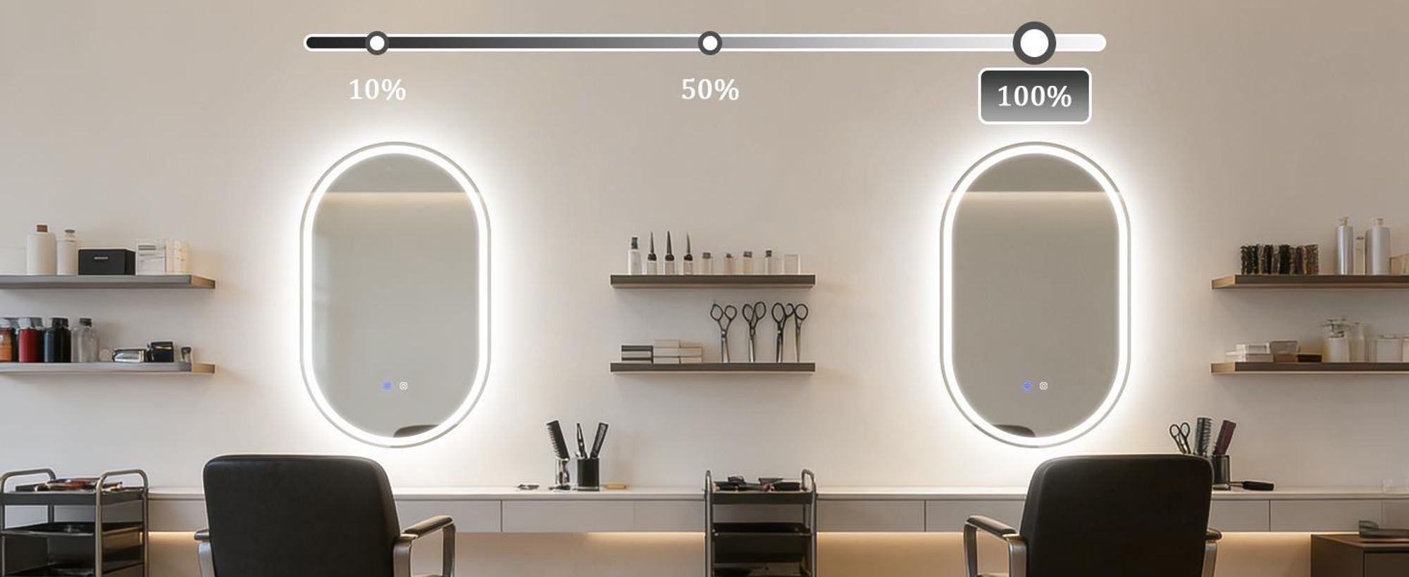 ZMH Spiegellampe LED Badspiegel lampe 50x80cm Spiegellampe Badezimmer Touch Schalter 3000K-6500K Badezimmerspiegel Lichtspiegel Dimmbar Oval