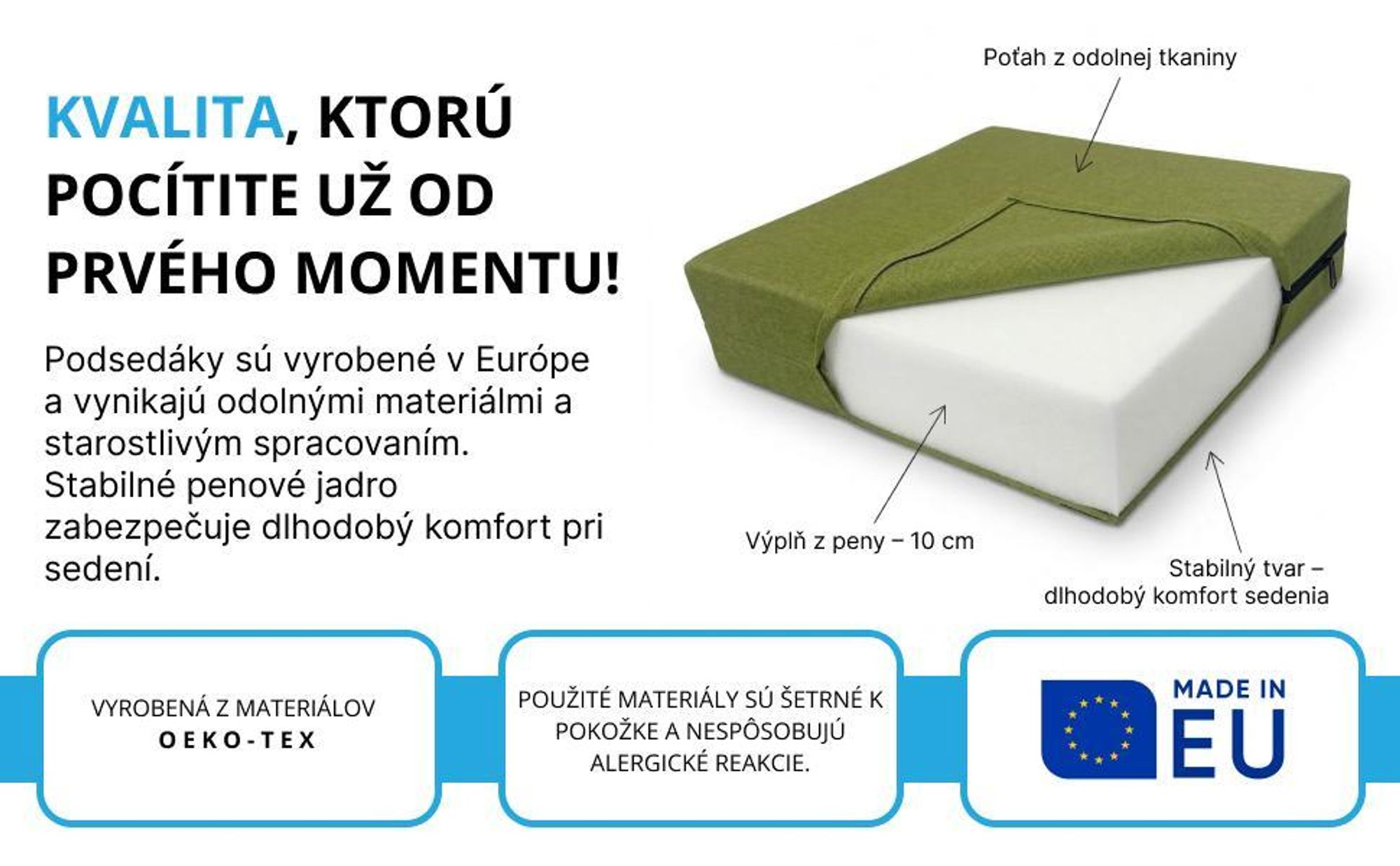 Ergonomický sedací vankúš podsedák zvýšenie so zipsom látkový poťah hrubý na stoličku pohovku