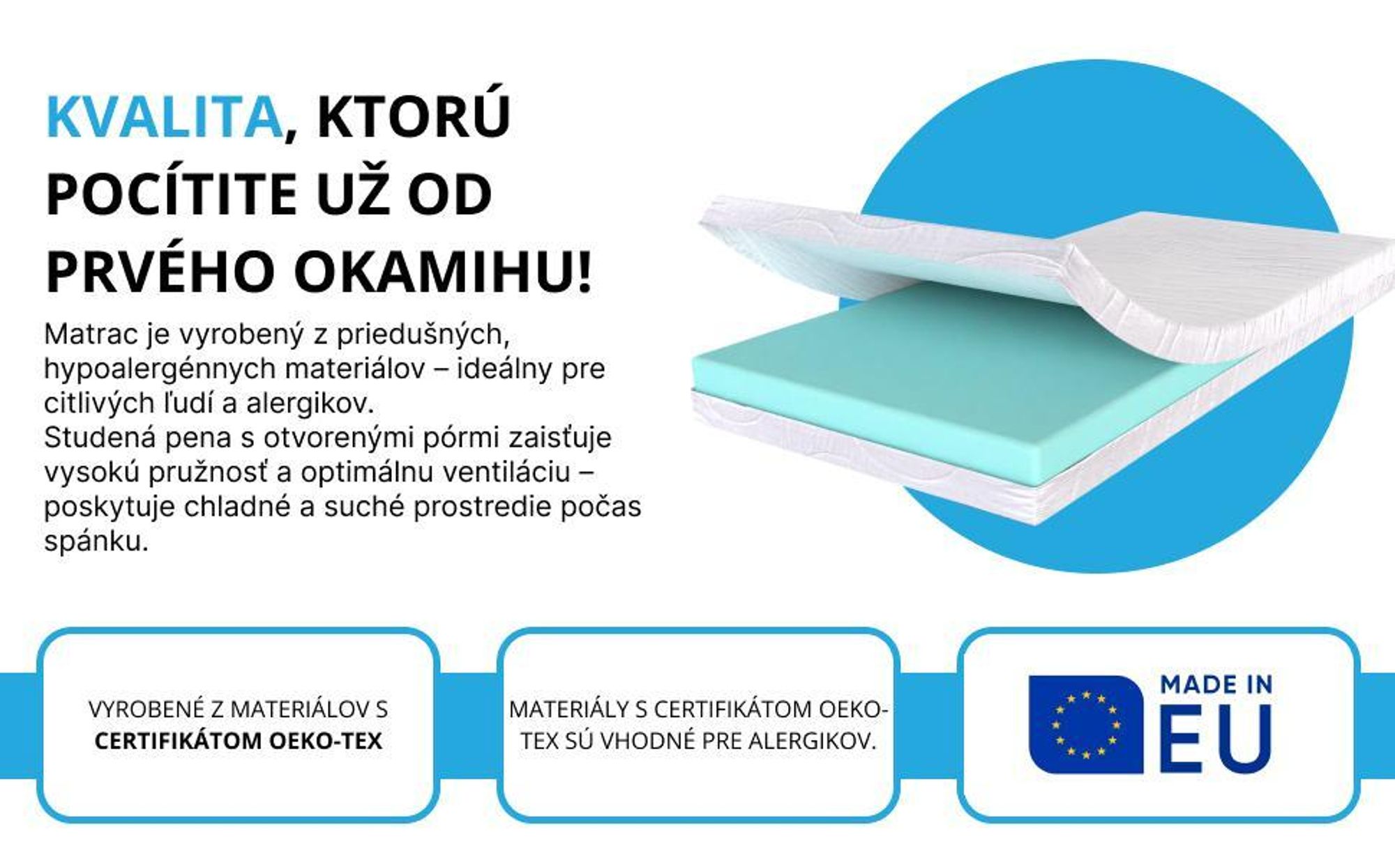 Penová matrac Studená pena Ergonomický Priedušný Antialergický Poťah