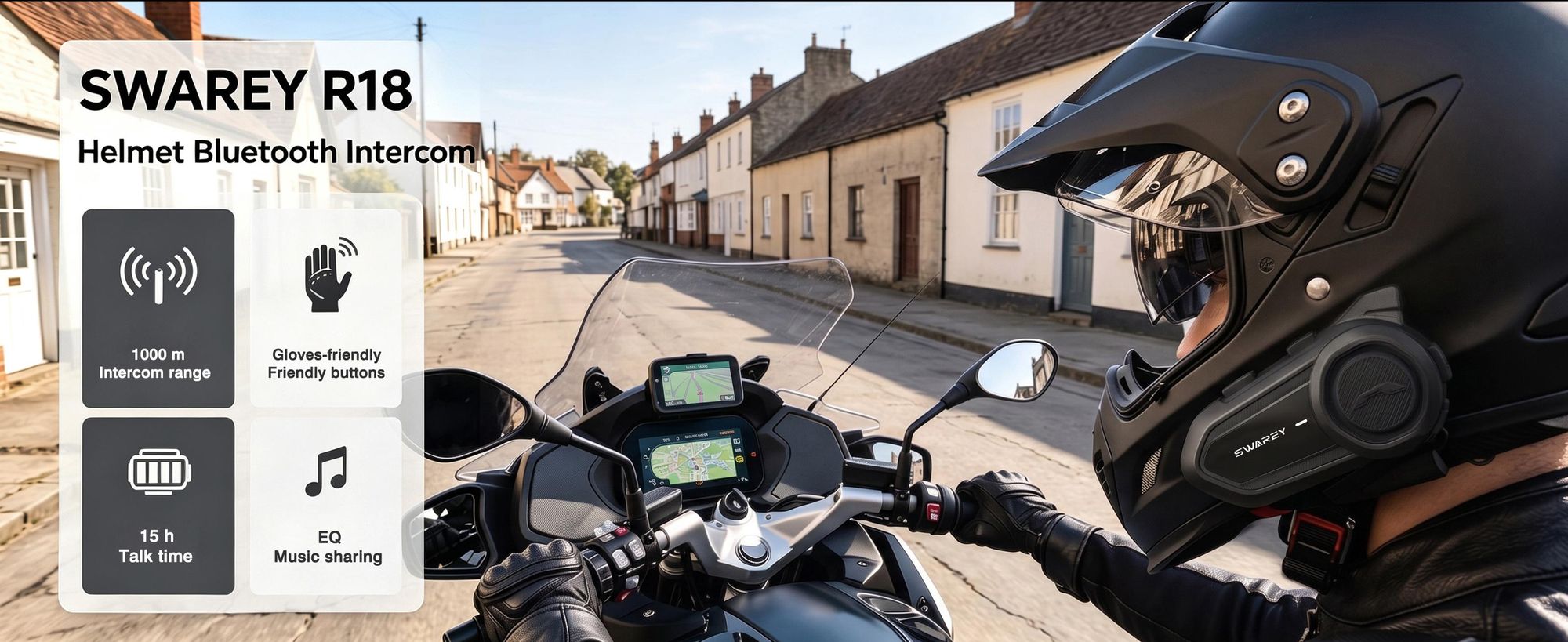 Motorrad Bluetooth Headset,Helm Kommunikationssystem,Motorrad Gegensprechanlage,Motorrad Intercom