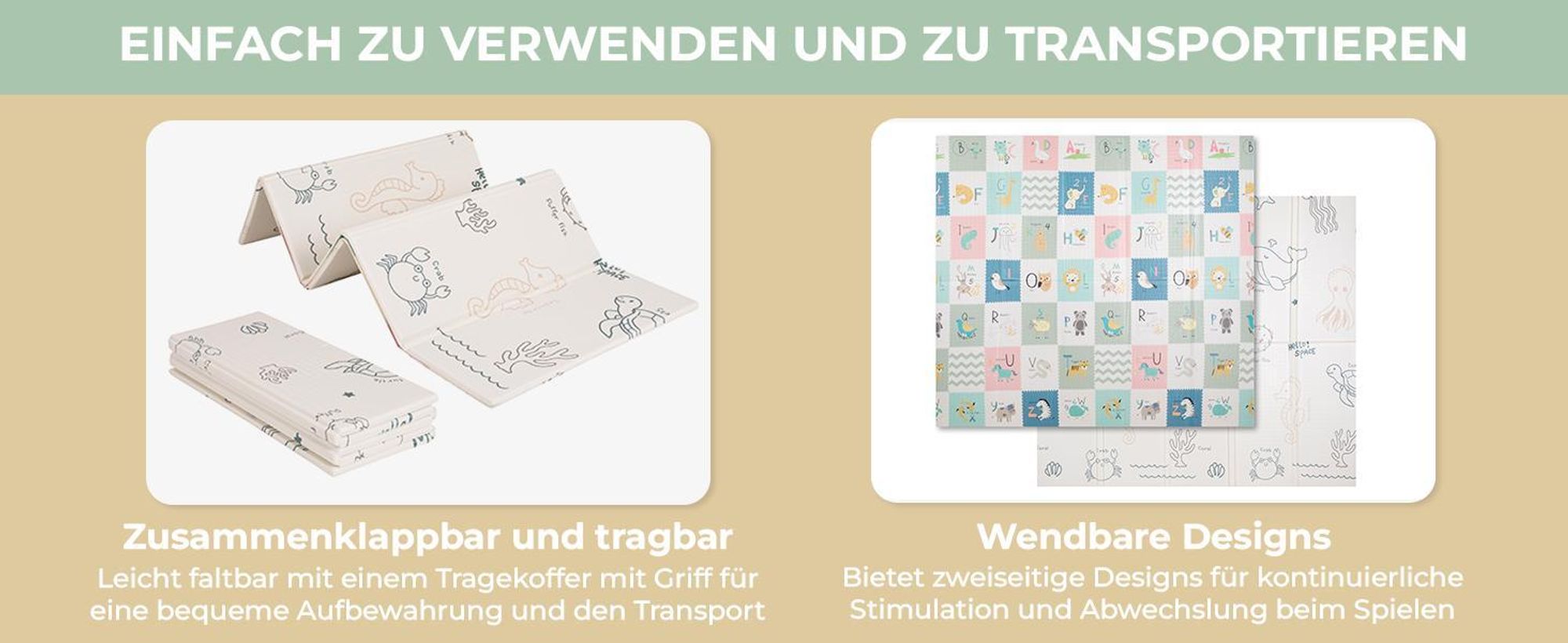 KiddyMoon Spielmatte Babymatte Zweiseitige Krabbelmatte Matte Schaumstoffmatte Für Kinder Kindermatte Kindgerechte Muster Spielplatz Entwicklung Bequemer Ideal Für Drinnen Und Draußen 180X200x1,5Cm, B