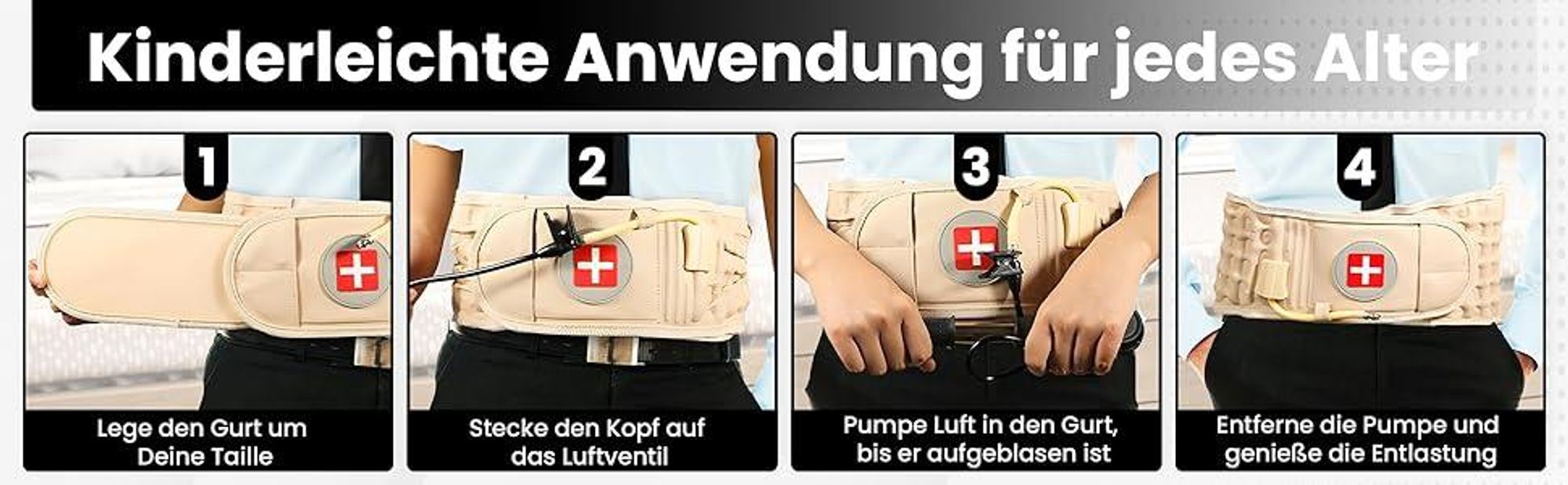 Rückenbandage, Bandscheiben-Gürtel, Lendenwirbelstütze, Aufblasbarer Lendengürtel Gürtel, Schmerzen im unteren Rücken Linderung