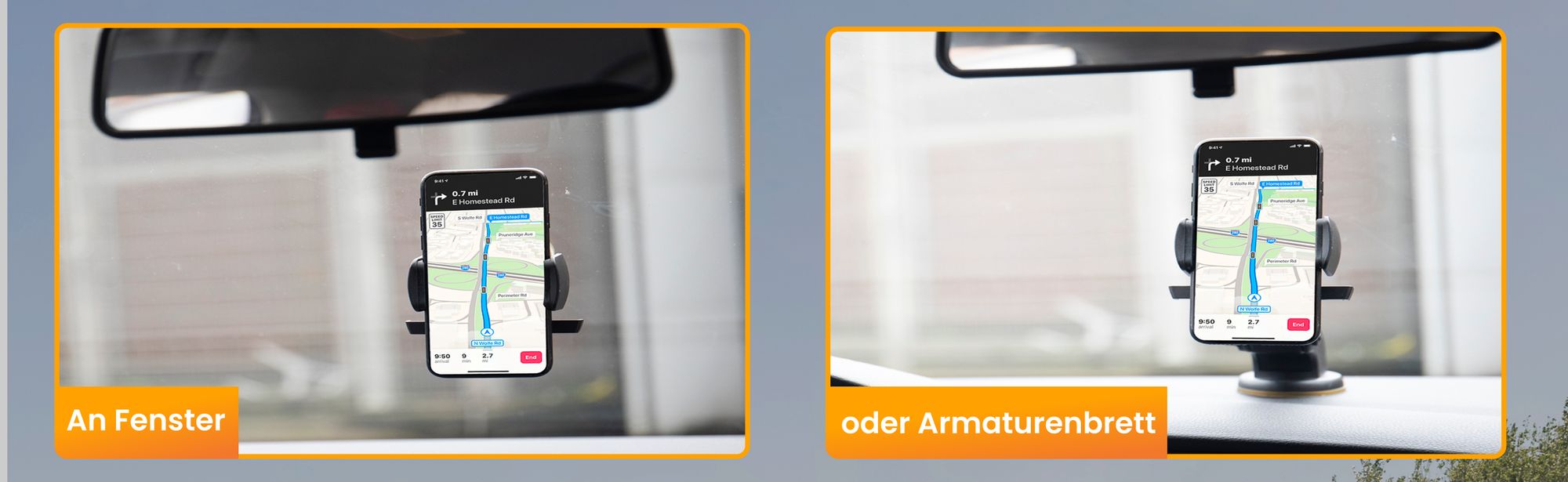 R2B Handyhalterung Auto Saugnapf -  iPhone halterung, KFZ-Halterung, Für Fenster und Armaturenbrett, 360-Grad-Drehfunktion