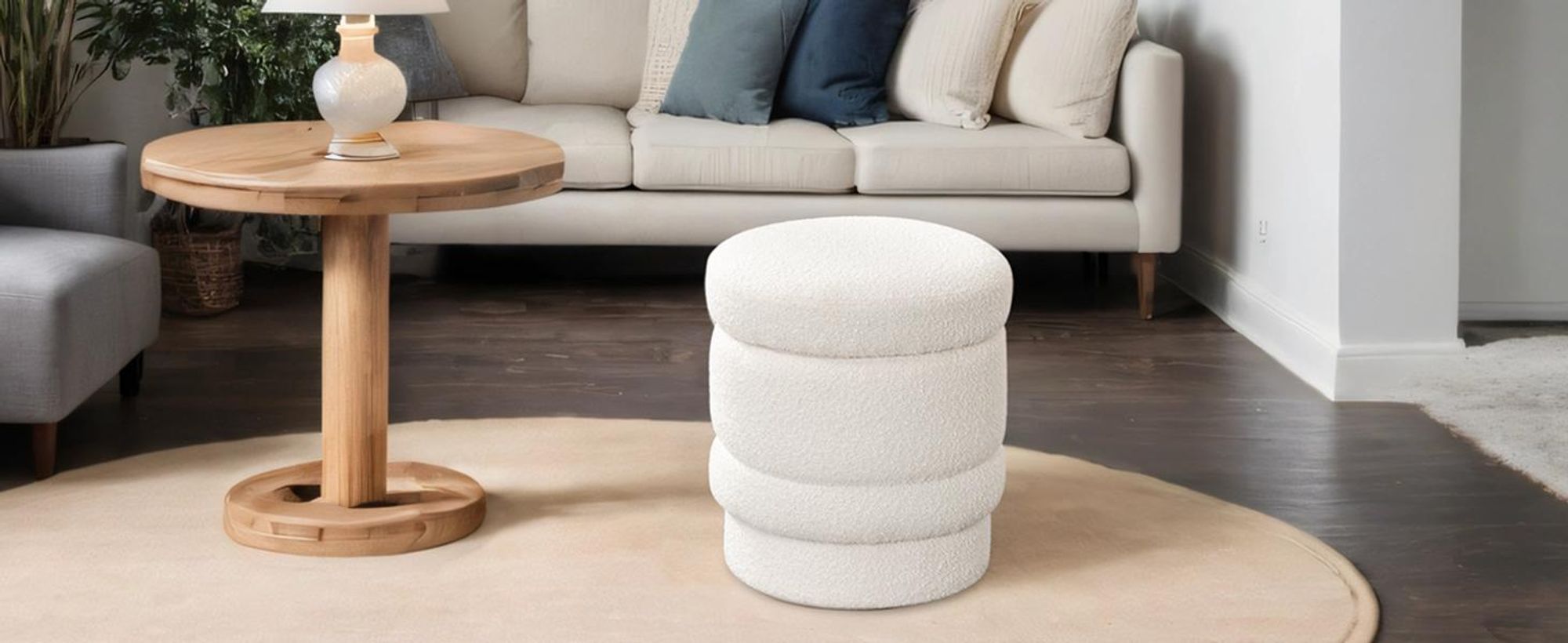Duhome Ottoman Drehbar Rund Sitzhocker mit Stauraum Polsterhocker mit Deckel Stauhocker für Schlafzimmer Wohnzimmer Flur, Weiß