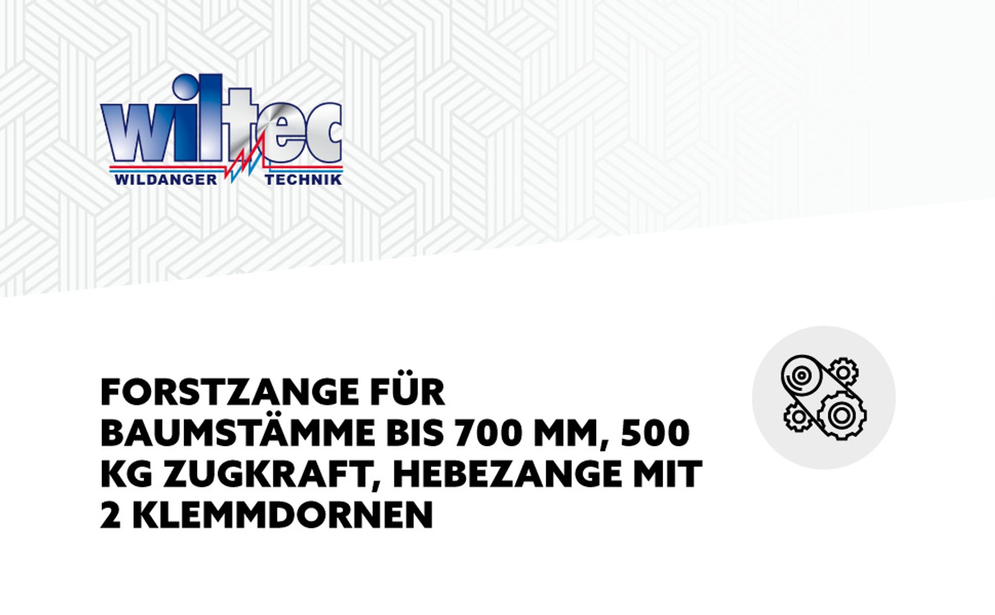 Wiltec Forstzange für Baumstämme bis 700 mm, 500 kg Zugkraft, Holzzange Hebezange Packzange mit 2 Klemmdornen