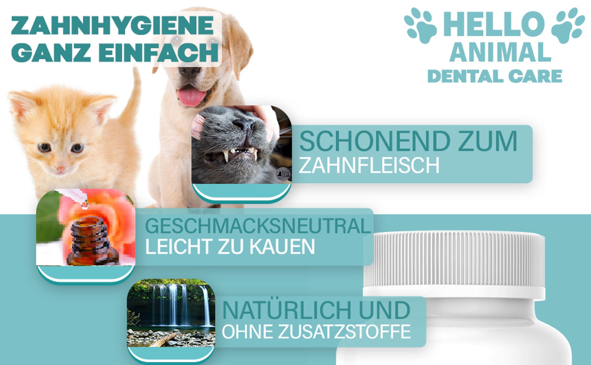 Hello Animal® Dental Presslinge – Dental - für Hunde – Zahnsteinspray für Hunde – Zahnstein selbst entfernen – Zahnspray für Hunde gegen Mundgeruch