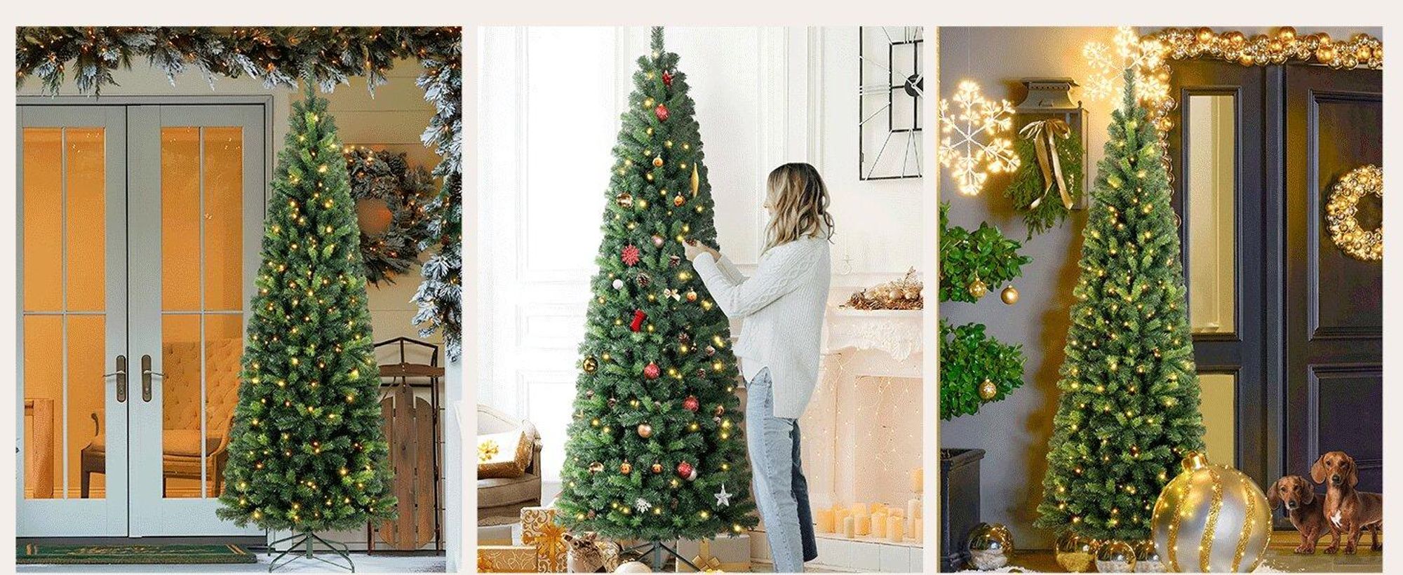 Salcar Bleistift Weihnachtsbaum 180 cm Künstlicher Tannenbaum Schmal Christbaum Slim