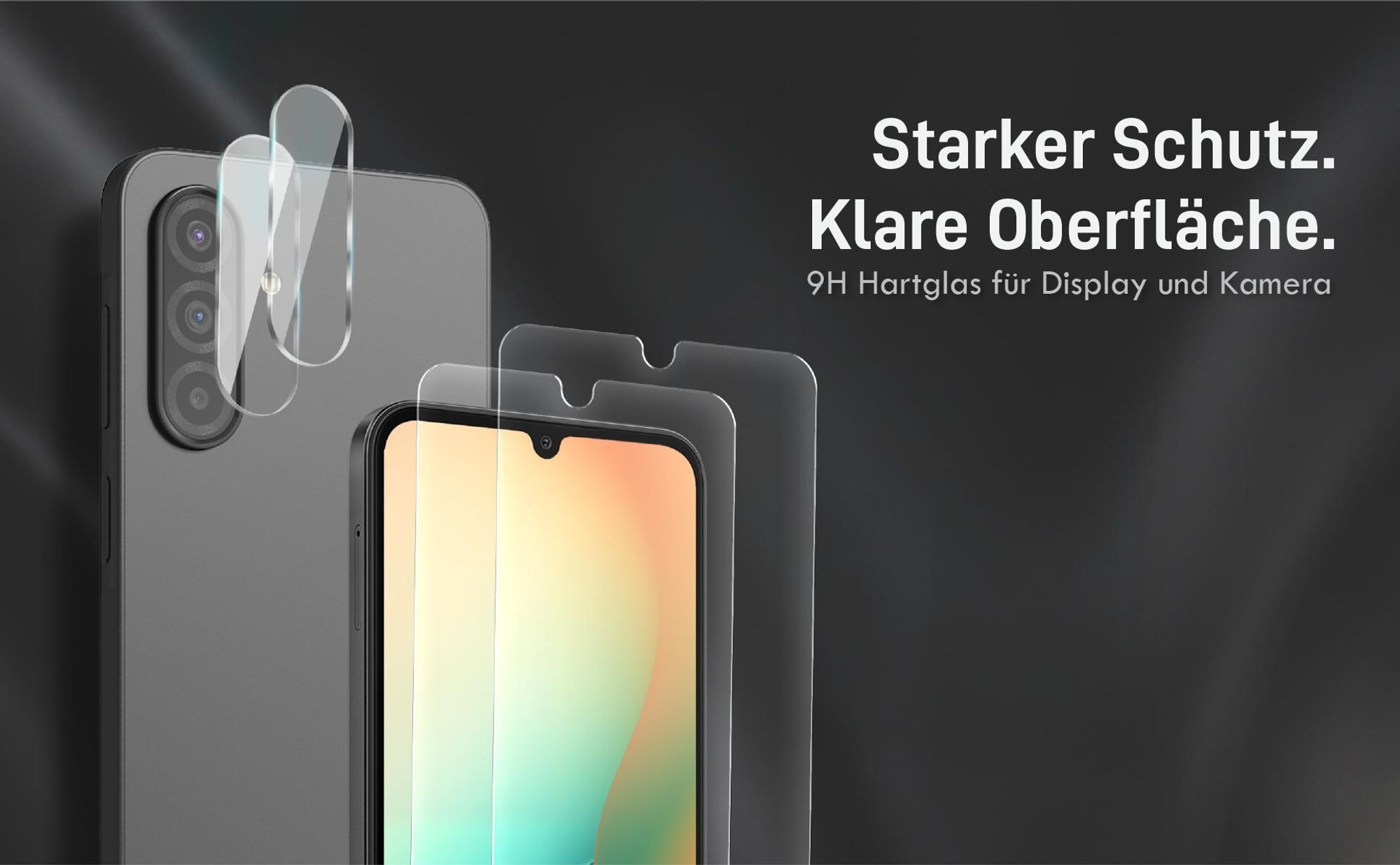 Kamera + Display Glas Set für Samsung Galaxy A26 5G kompatibel mit allen gängigen Hüllen