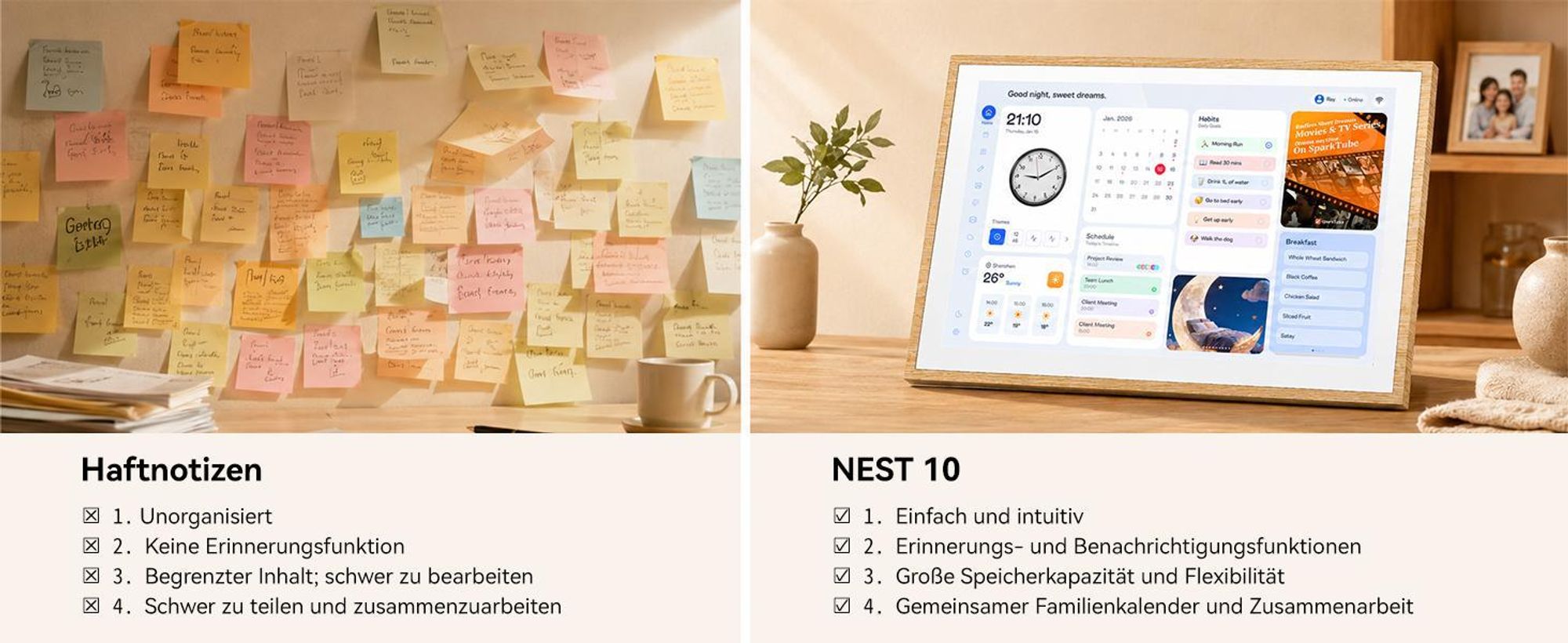 Blackview NEST 10, 10,1" Digitaler Kalender und Bilderrahmen mit Touch, WIFI, 1280x800, 16:10, Foto-Sharing, einzigartiges Geschenk für Paare