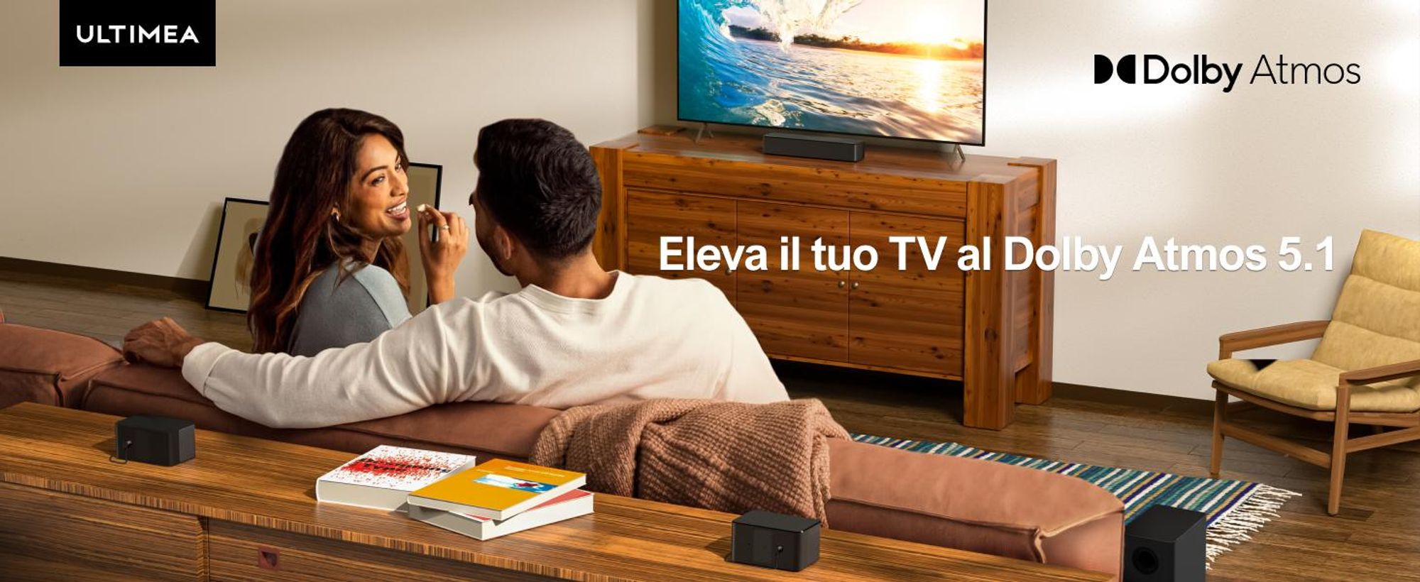 ULTIMEA Soundbar 5.1 Dolby Atmos, sistema audio surround 3D Soundbar per televisori, altoparlanti TV per home cinema con bassi regolabili