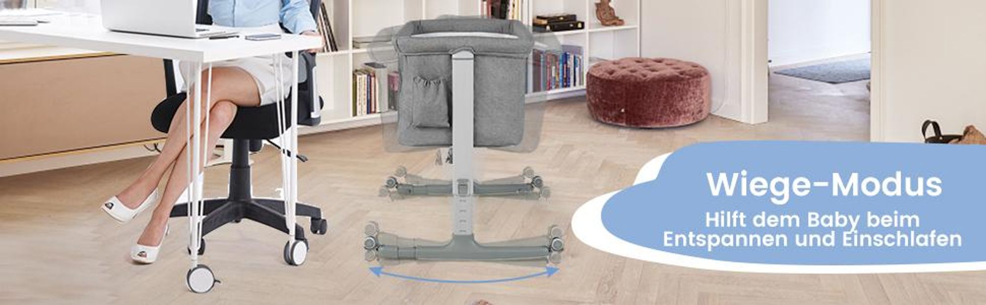 COSTWAY 3 in 1 Beistellbett & Babywiege & Reisebett, 5-stufig Höhenverstellbares Babybett, 10° Neigung, Kinderbett inkl. Matratze, Tragetasche, Stubenwagen für Babys bis 9kg belastbar (Hellgrau)