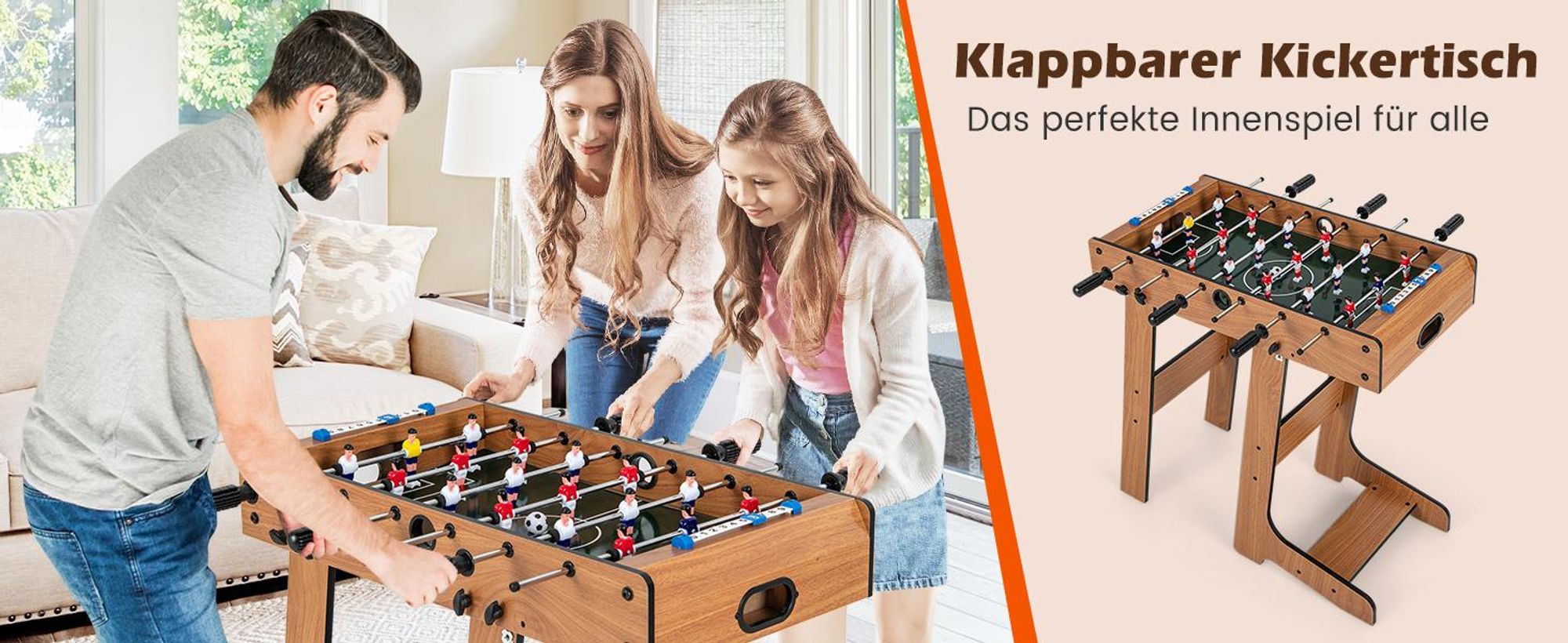 COSTWAY Tischkicker klappbar 69x60x71cm, Kickertisch mit 18 Kicker & 2 Bällen, Spieltisch für Erwachsene & Kinder, Tischfußball für Bars & Partys