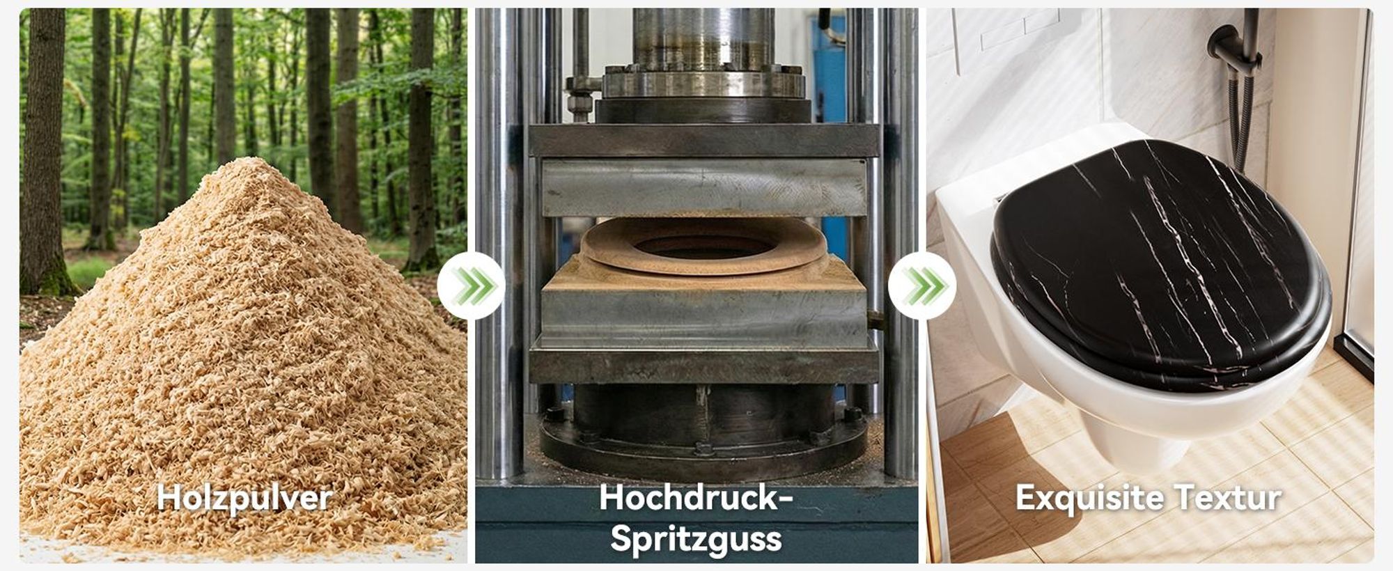 Toilettendeckel O Form WC-Sitze, Holzklobrille Marmor Design mit Absenkautomatik, Toilettensitz MDF Holz, WC Sitz Bequem & Stabil, KUTAS