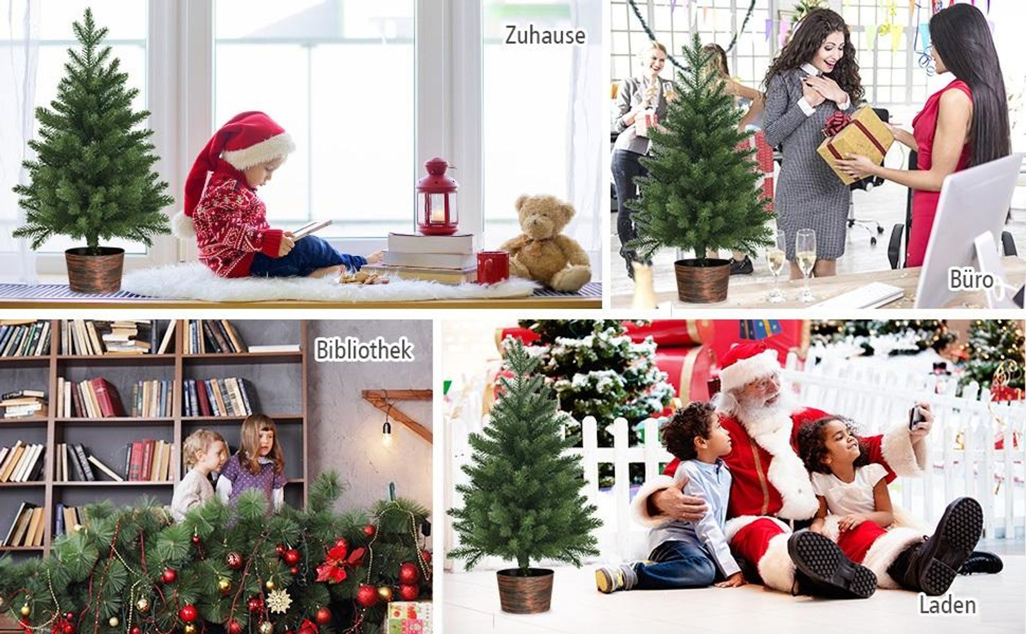 COSTWAY 60cm Kleiner Weihnachtsbaum, Mini Weihnachtsbaum mit 50 Zweigen und Sockel, künstlicher Tisch Weihnachtsbaum Ø40cm für Haus Büro