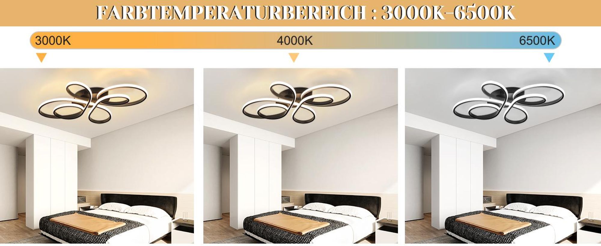 ZMH LED Deckenleuchte Schwarz Deckenlampe Dimmbar mit Fernbedienung 90W 100CM Moderne Kreative Lampe für Wohnzimmer Schlafzimmer Esszimmer Büro Küche