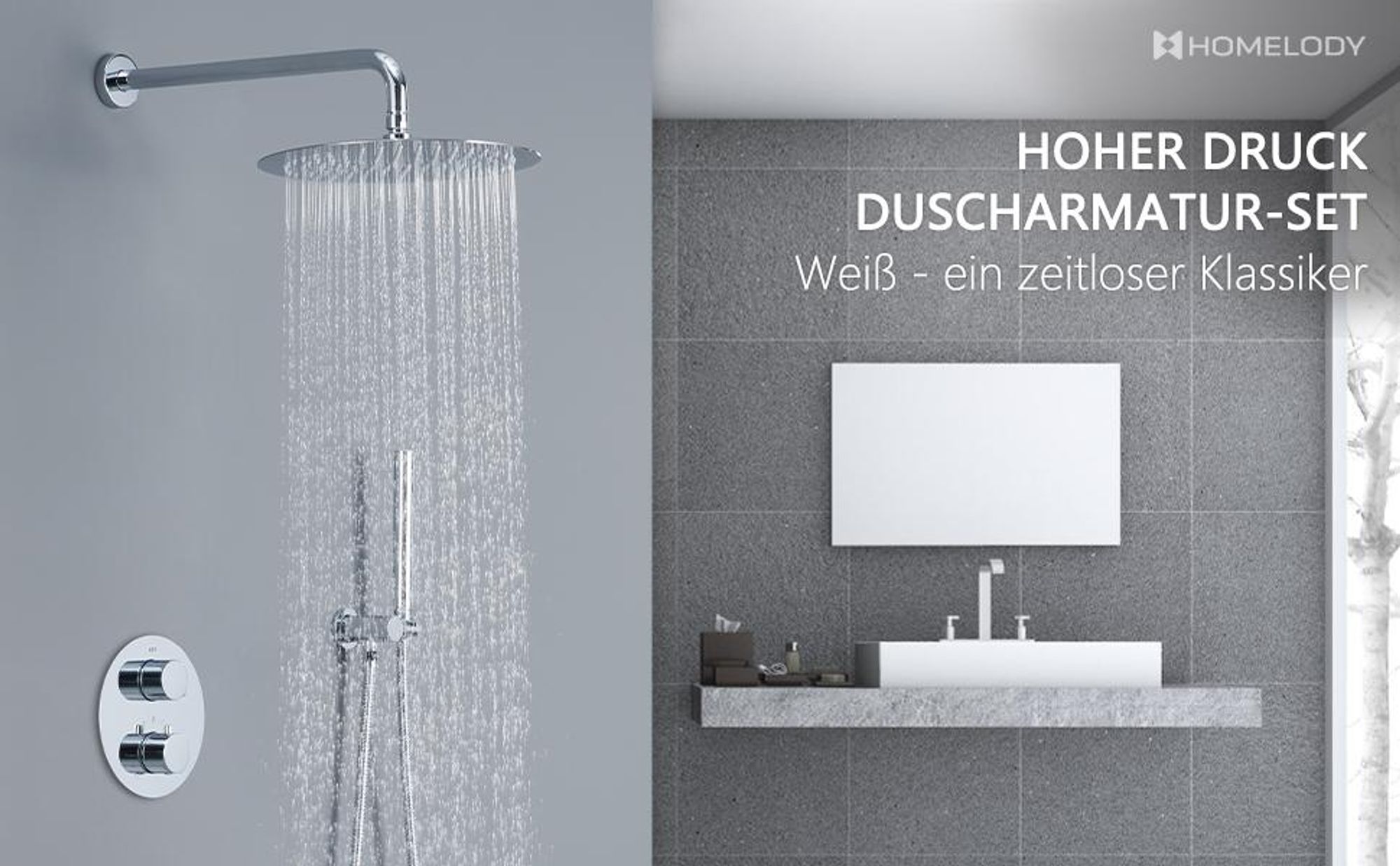 Unterputz Duschsystem Thermostat Regendusche Duschset Duscharmatur Badezimmer Rund Kopfbrause 30cm Handbrause mit Thermostat unterputz duschset