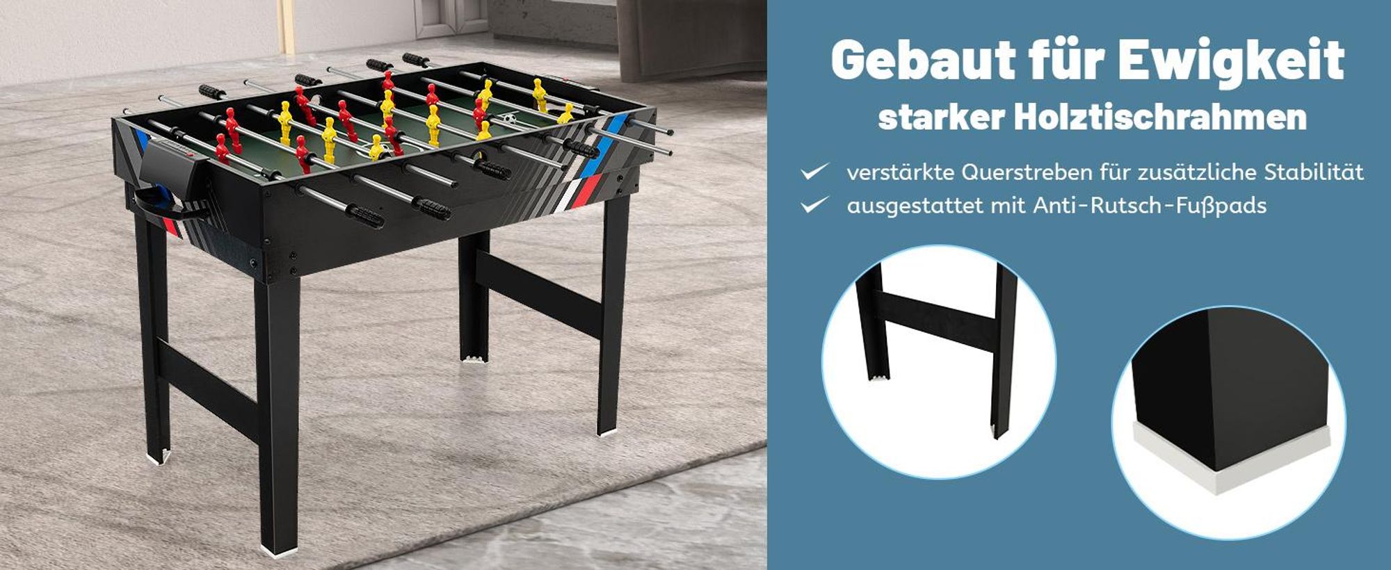 COSTWAY 125x97x83cm Tischkicker, Multifunktionstisch mit Tischfußball, Billard, Tischtennis&Hockey, Kombi-Spieltisch-Set für Kinder&Erwachsene Schwarz