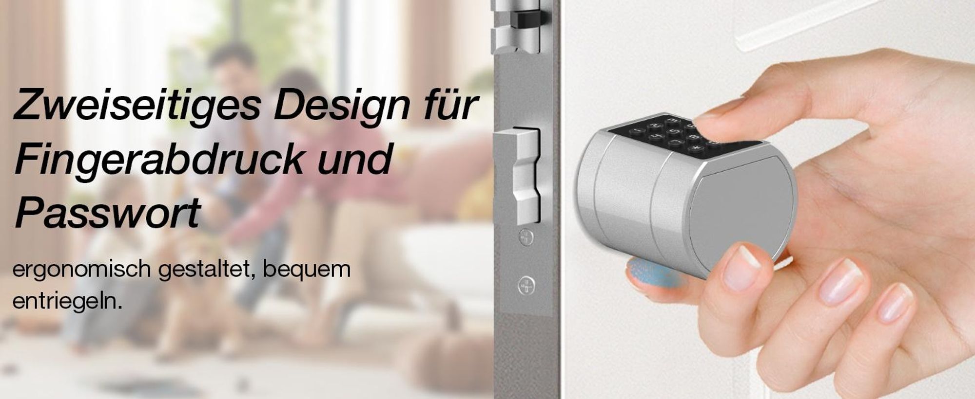 Fingerabdruck Smart Lock, Elektronisches Türschlos Haustürschloss, Zylinder 35-70mm, öffnen mit Tuya APP, Fingerabdruck, PIN-Code, RFID, Notschlüssel