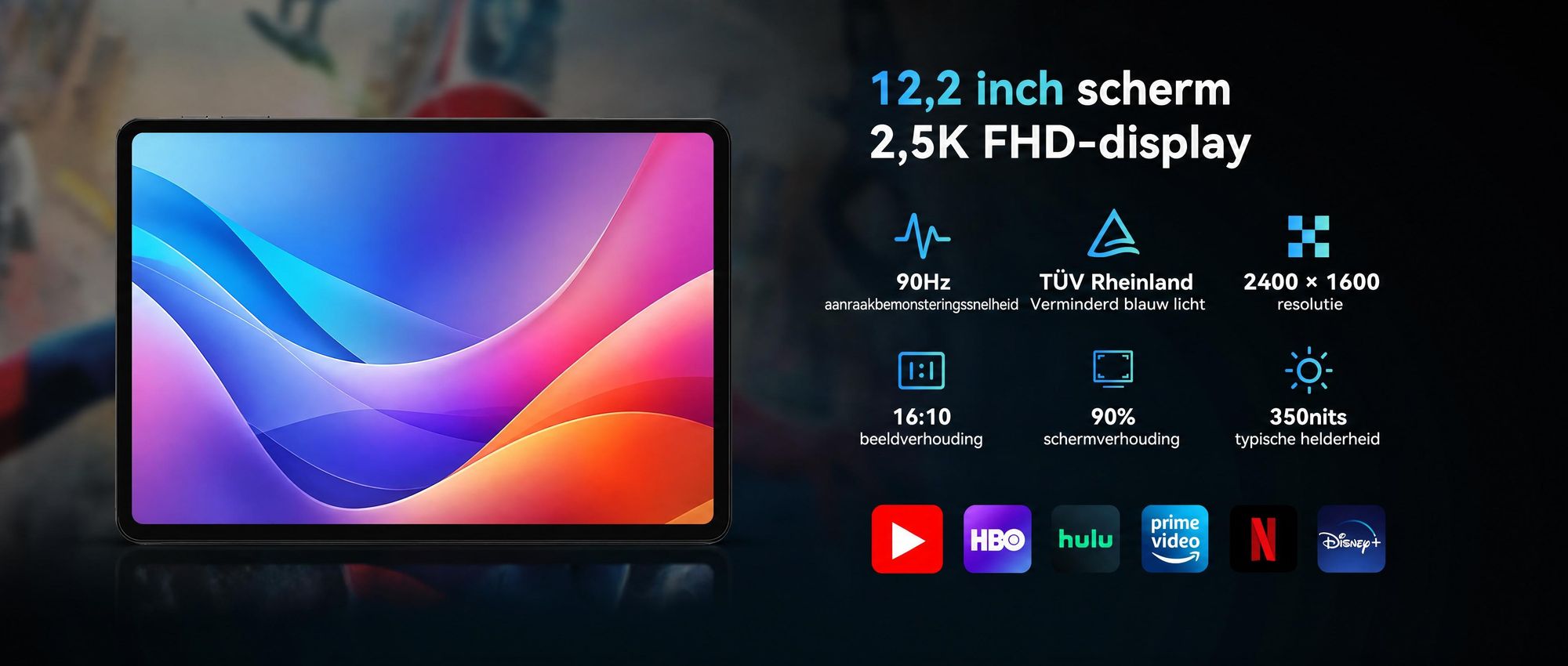 BESTTAB T60 12.2" Android 16 AI-tablet met 48GB (12+36) RAM, 256GB/2TB opslag, Octa-Core processor en 10000 mAh batterij, inclusief stylus/hoes/muis/toetsenbord