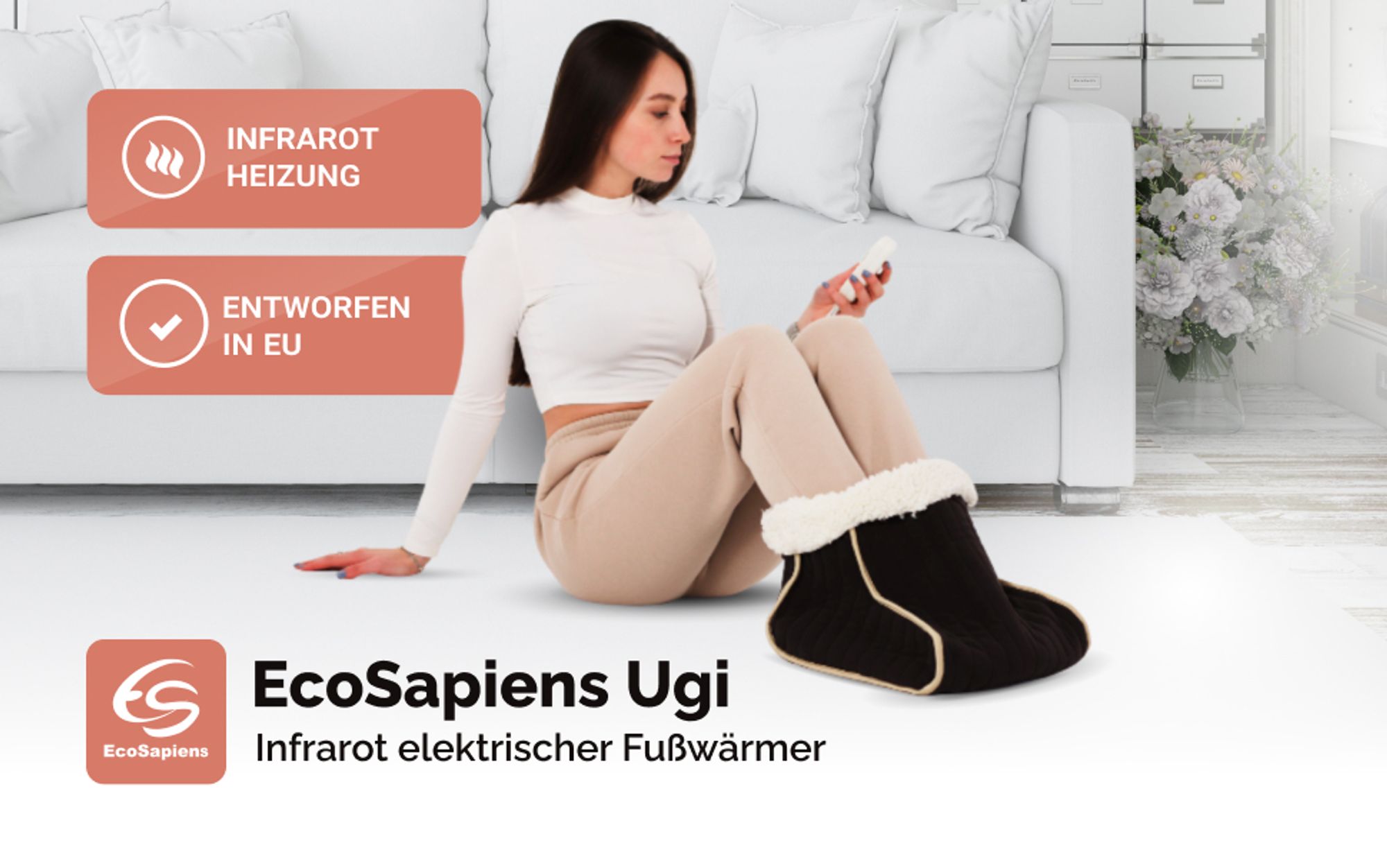 Elektrischer Fußwärmer, 3 Heizstufen, auto Ausschalten - bis Größe 46 EcoSapiens UGI