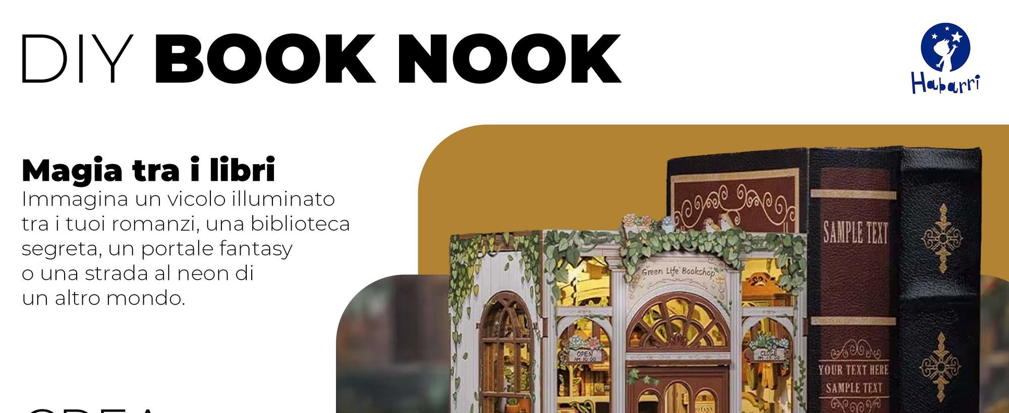 Book Nook, DIY, puzzle 3d, 3d puzzle, Kit Angolo Libri, Habarri, casa in miniatura