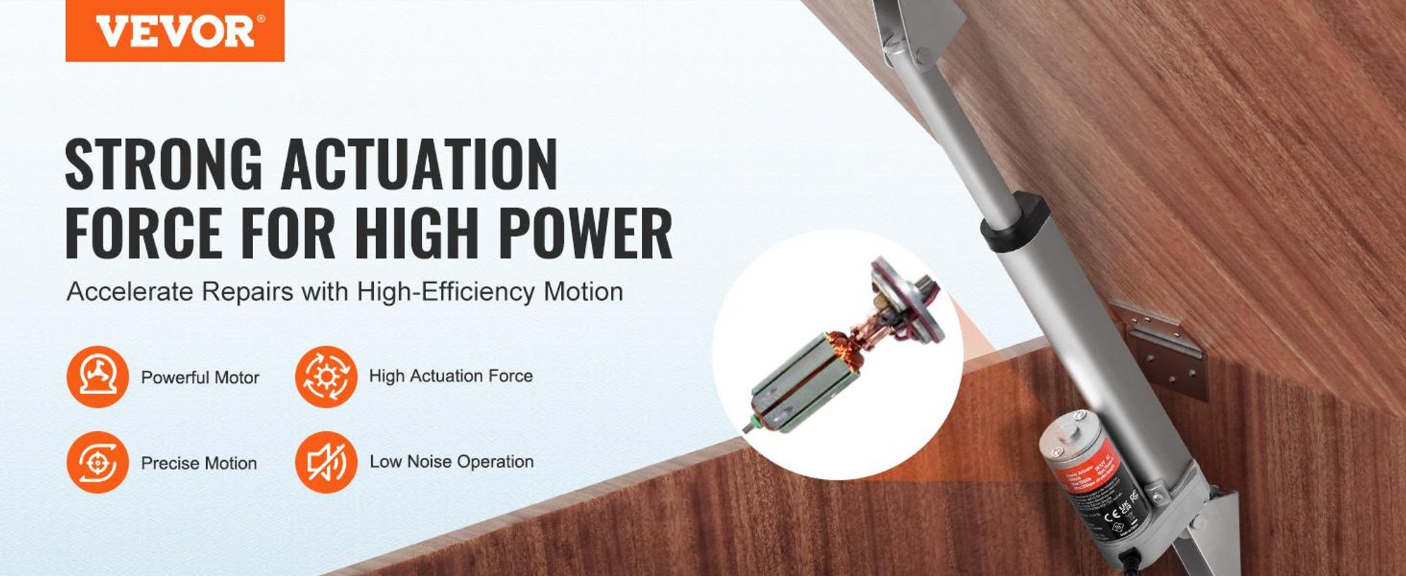 VEVOR Linearaktuator 12V 50,8 cm 1,4 cm/s Hohe Geschwindigkeit 99,8 kg/1000N IP54 Schutz, 15 cm