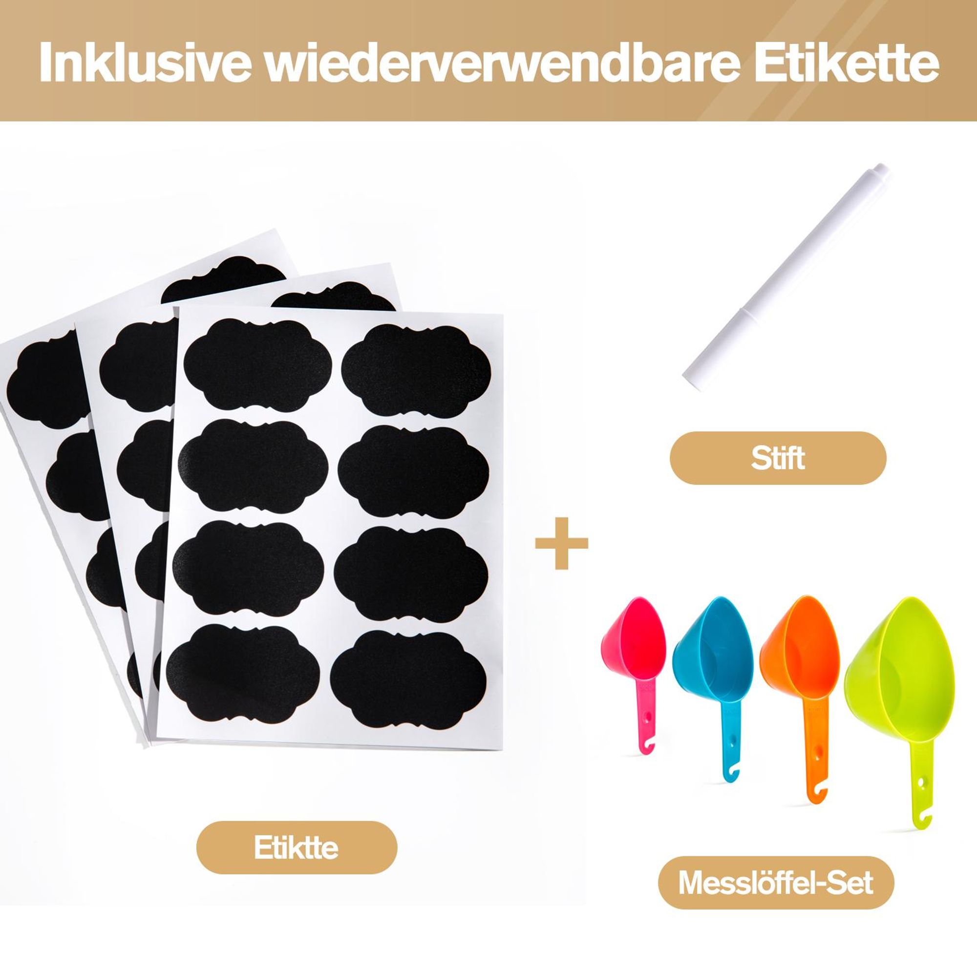 Deuline Vorratsdosen 24er Set, Luftdicht Deckel, BPA-freie, Küche Organizer, Vorratsbehälter Lebensmittel, Müsli, Mehl, Kaffeebohne, 521141