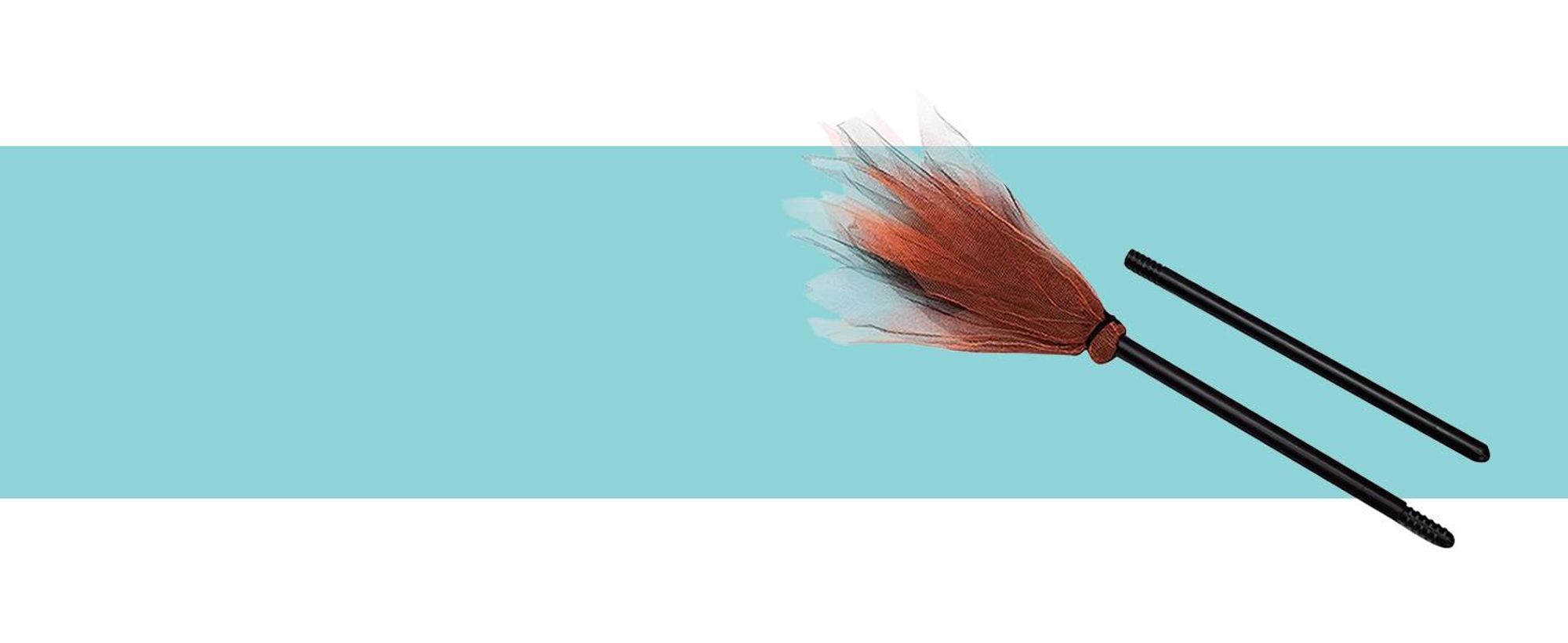 KRUMAD Hexenbesen Orange 87 cm – zusammenklappbar, leicht & stabil, Kostüm Zubehör für Kinder & Erwachsene, Halloween & Karneval