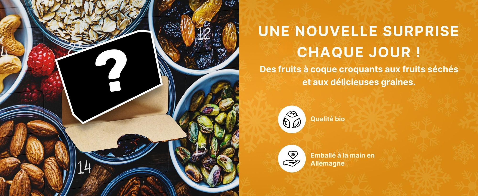 BOXILAND® fruits noix & graines calendrier avent 2026 bio, 24 snacks