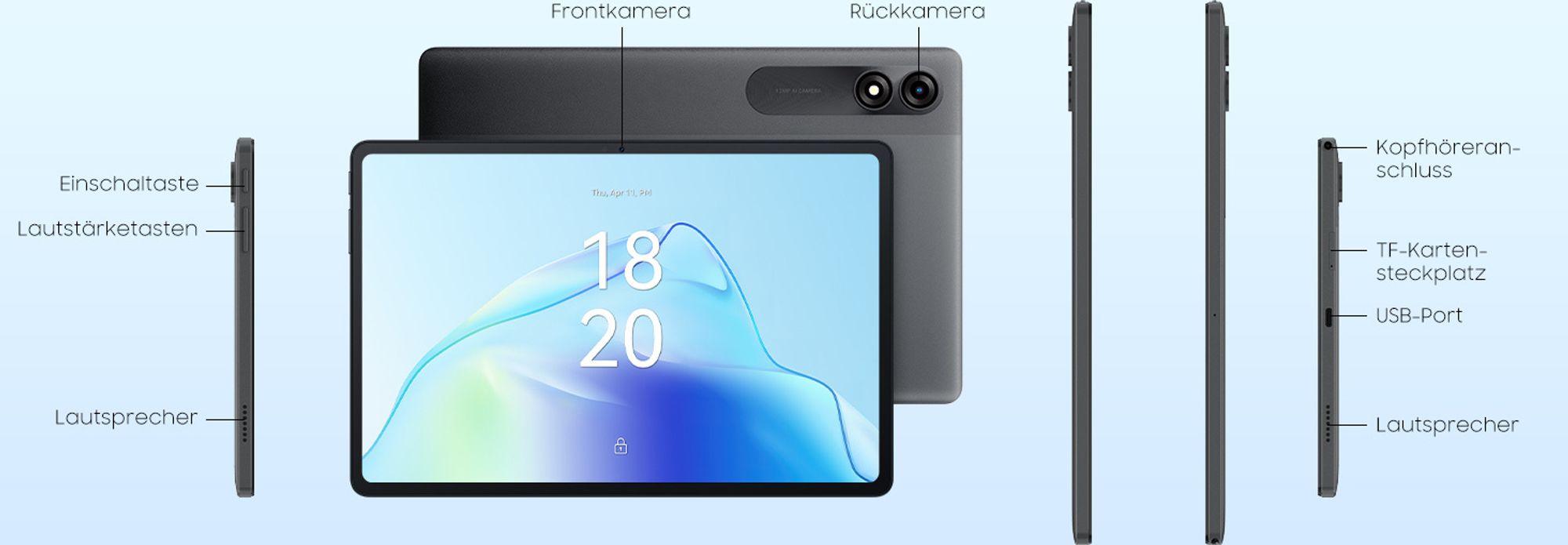 Blackview Tab90 WiFi, 11 Zoll Tablet, Android 15, 12GB( 4+8)RAM+128GB/2TB TF, Octa-core T606, 8200mAh, 5G WiFi, Dual-Kamera 13 MP + 8 MP