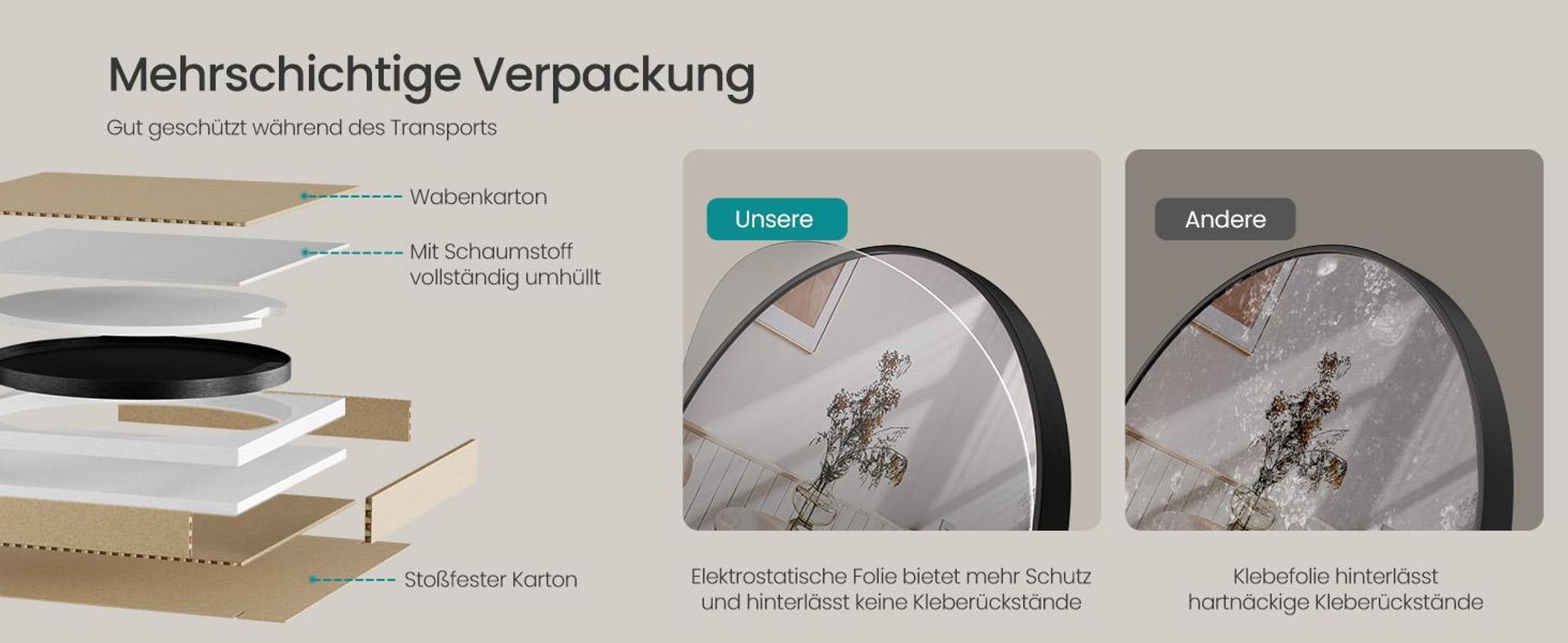 SONGMICS Wandspiegel, Spiegel rund,Metallrahmen, modern, für Bad, Wohnzimmer, Schlafzimmer, Flur, schwarz
