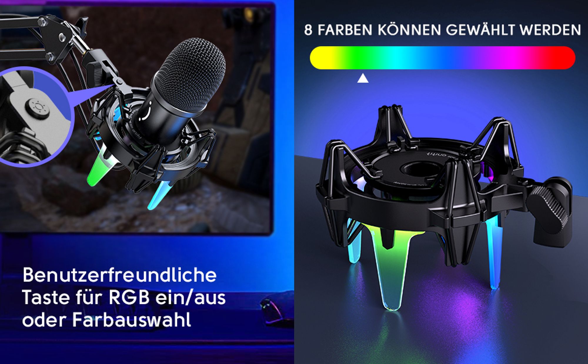 FIFINE Gaming Mikrofon PC mit Arm, Dynamisches USB Microphone für MAC PS4 PS5