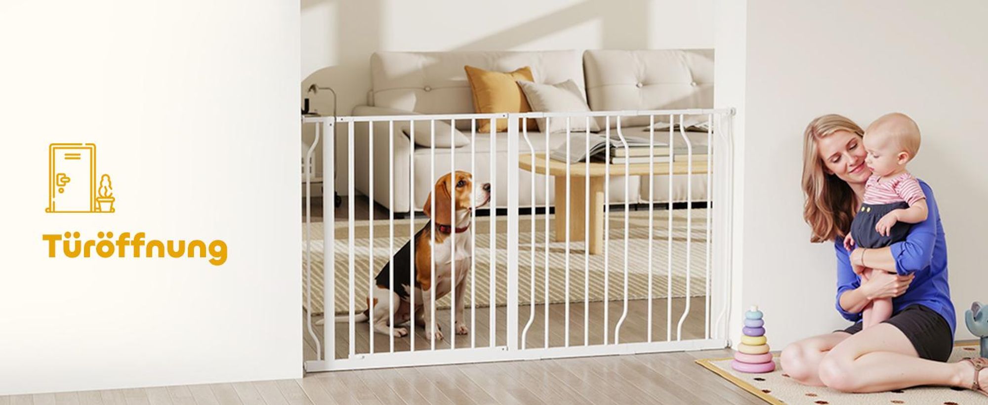 Hunde Türschutzgitter Treppenschutzgitter, 75-145 cm Hunde Türgitter Weiß