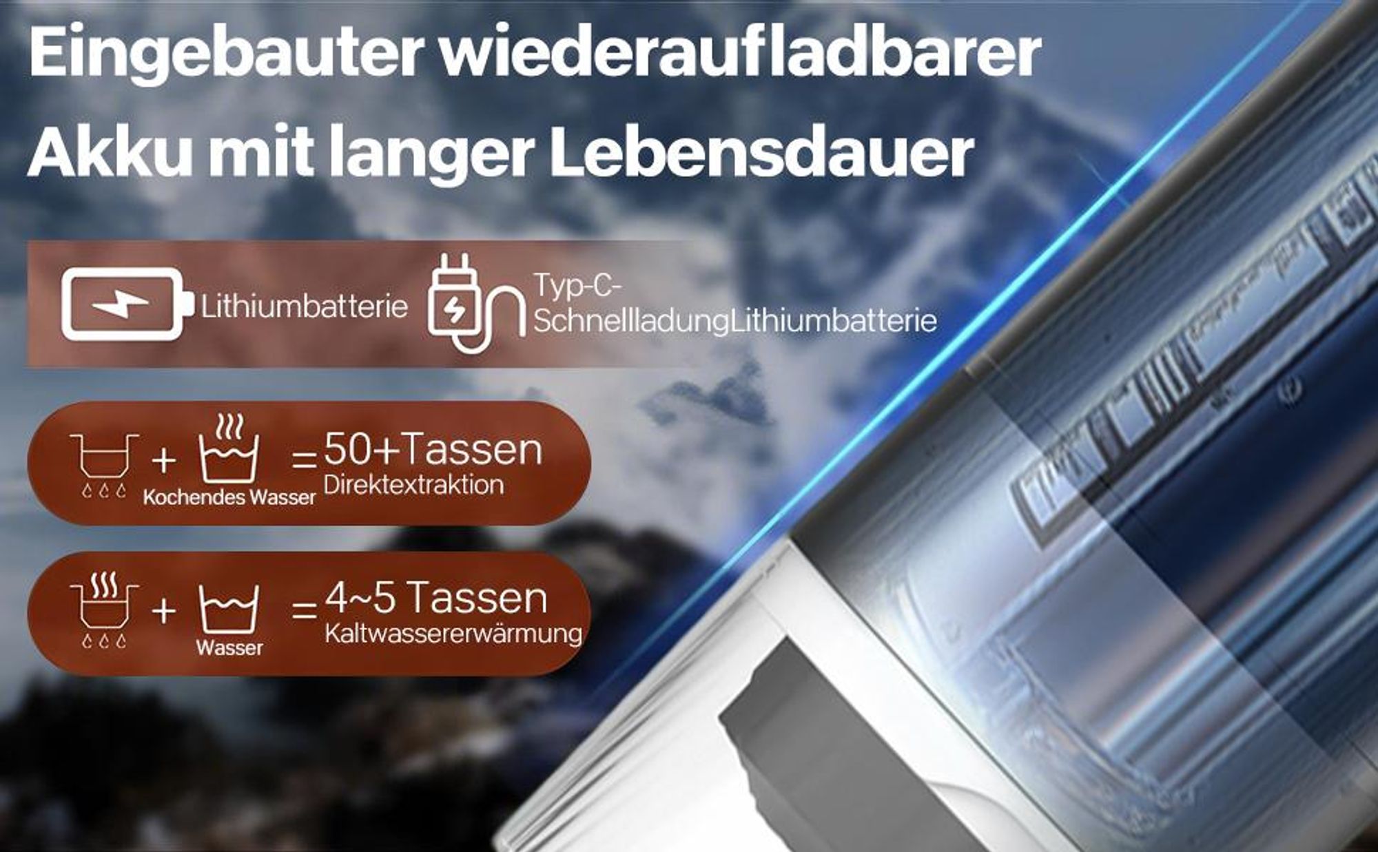 Tragbare Kaffeemaschine, Elektrische espressomaschine Kaffeemaschine, Elektrische Heizung, Kompatibel mit Espressokapseln und gemahlenem Kaffee