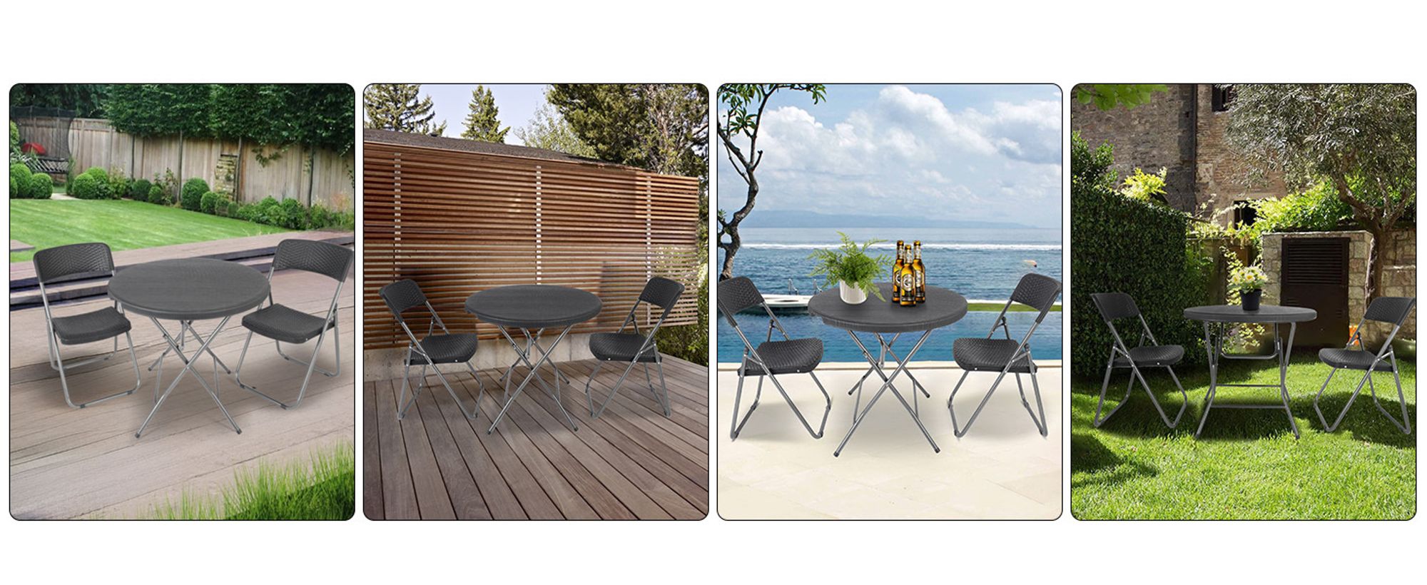 Sekey Balkonmöbel Bistroset 3 tlg Klappbar Rund-KlappTisch Gartenstuhl  Terrasse Bistro Sitzgruppe Essgruppe Garnitur Set