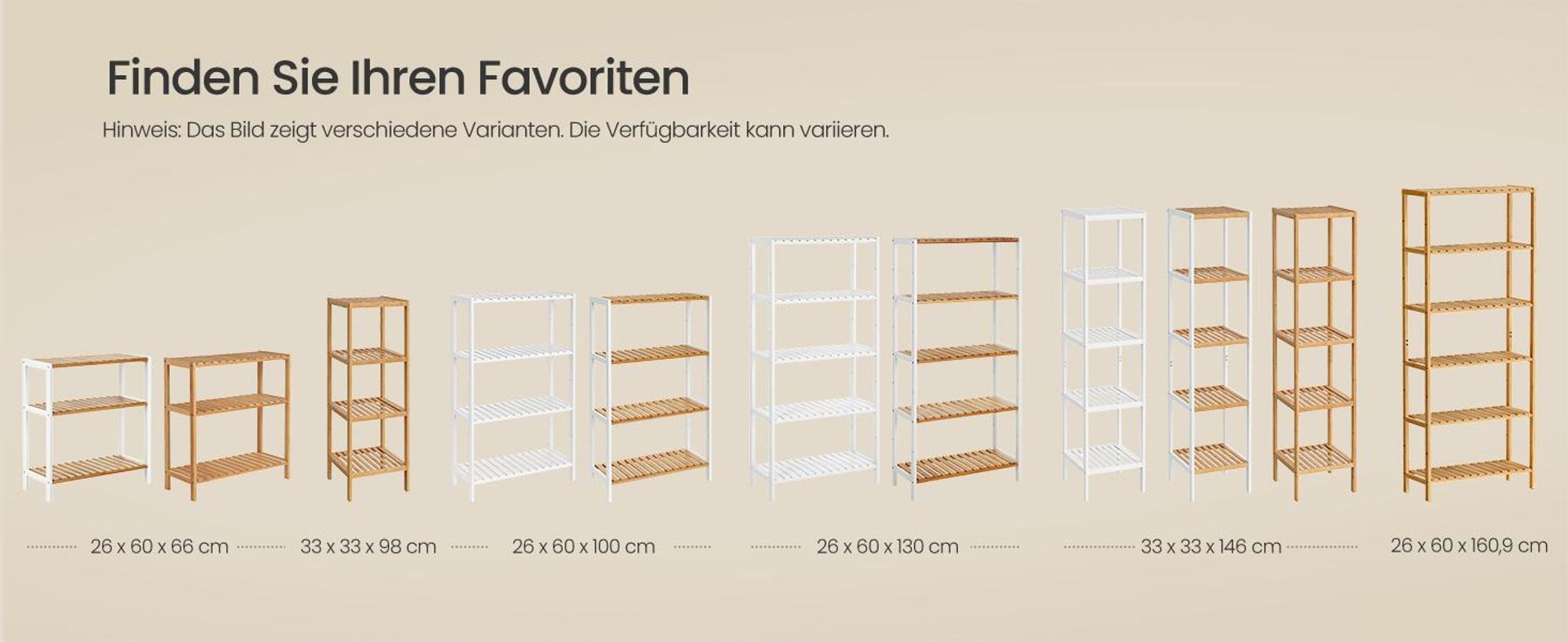SONGMICS Badregal Badezimmerregal, Standregal aus Bambus, naturfarben