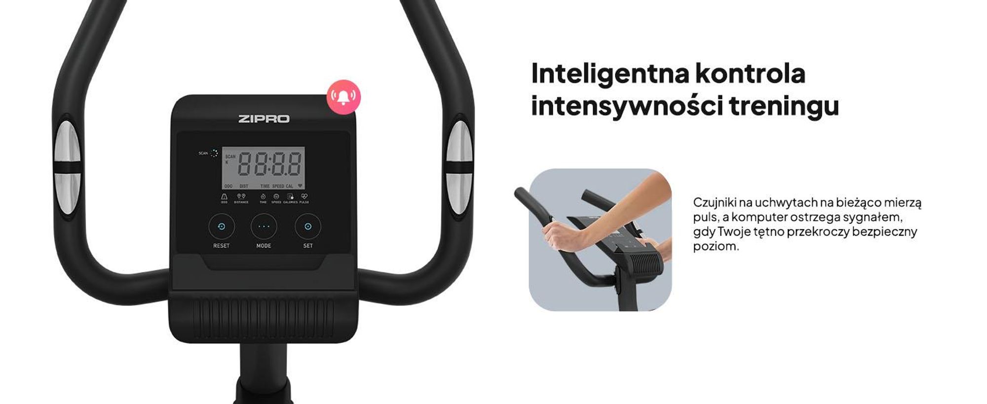 Rower treningowy Zipro Beat – magnetyczny rower fitness Masa obrotowa Cichy rower treningowy do użytku domowego Pomiar tętna, uchwyt na butelkę i wyświetlacz LCD 120 kg