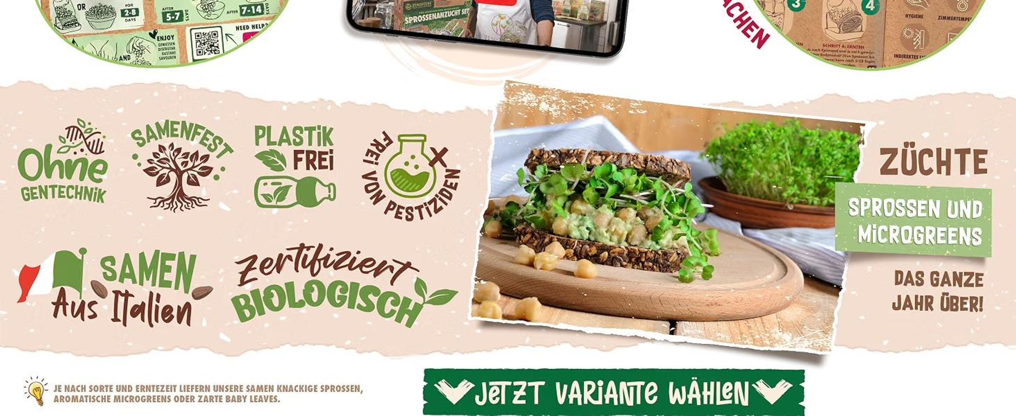 ZenGreens® Bio Sprossensamen Set 20 Sorten – Keimsaat für Sprossen & Microgreens