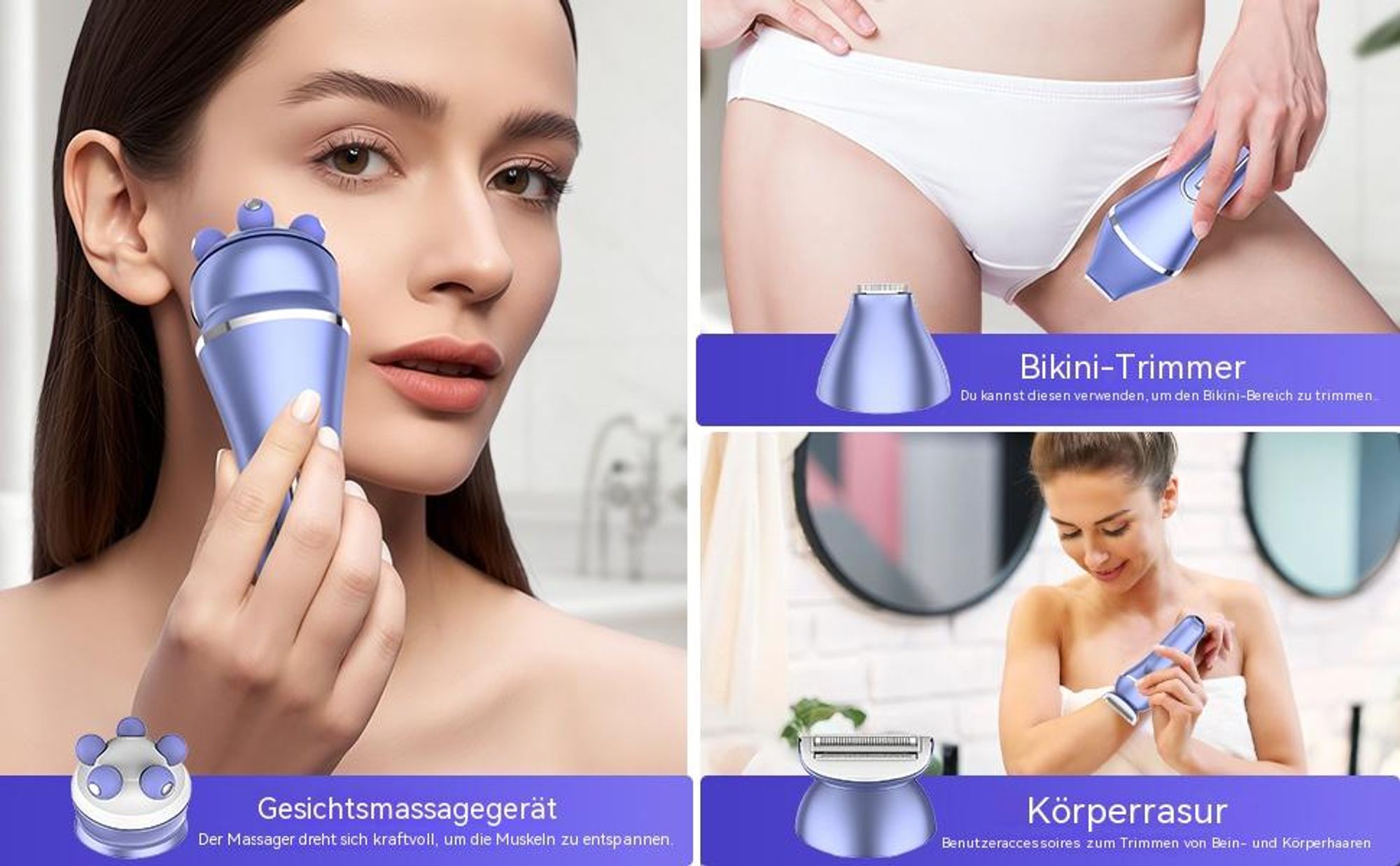 7-in-1 Epilierer Damen Elektrischer Rasierer, Intimrasierer & Bikini Trimmer, IPX7 Wasserdicht LED-Display, für Bikinizone Achseln und Beine
