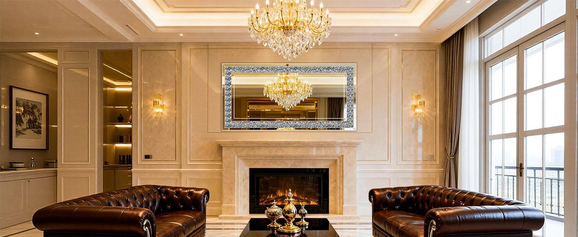 WISFOR Moderner Wandspiegel Rechteckig Spiegel, Großer Dekorative Hängespiegel mit Metall Haken für Badezimmer Wohnzimmer Schlafzimmer 120×60cm