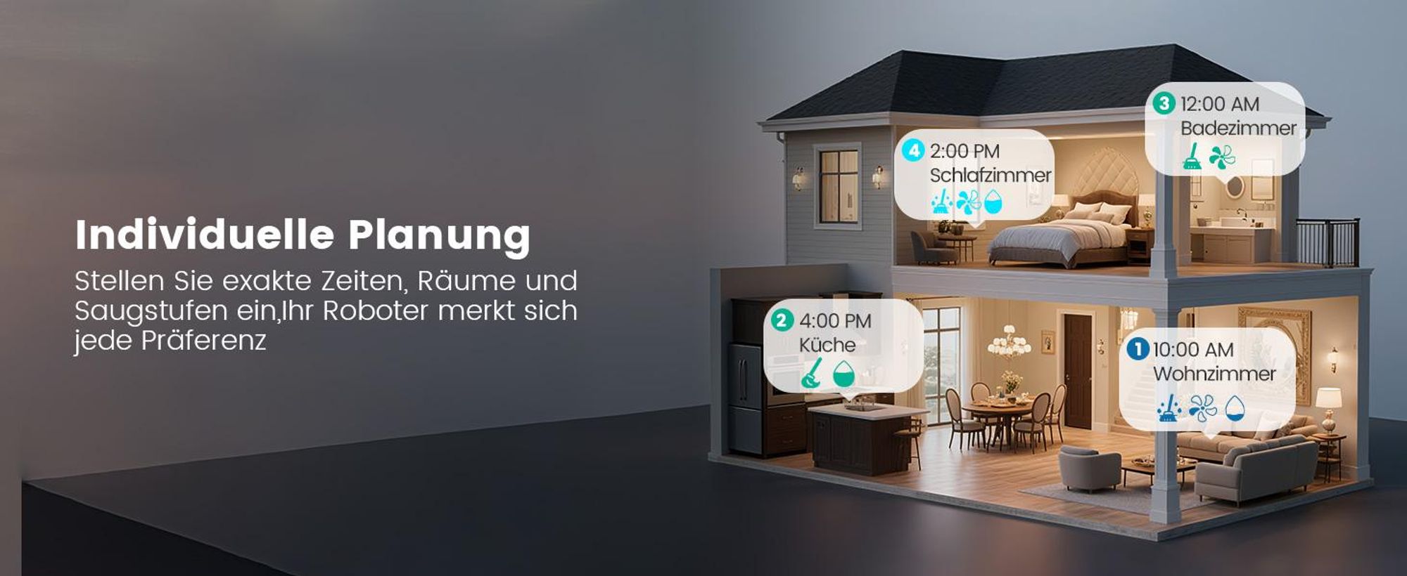 AIRROBO L60+ Staubsauger Roboter Saugroboter mit Wischfunktion, Auto-Staubentleerung, LiDAR-Navigation, 12000Pa, für Teppiche und Tierhaare