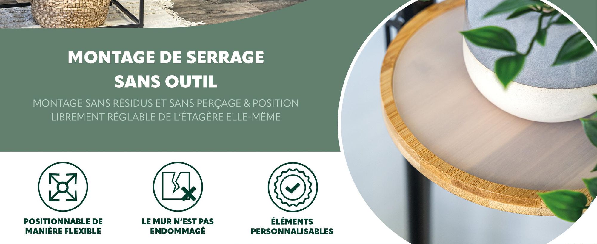 Étagère télescopique pour les plantes dans le salon