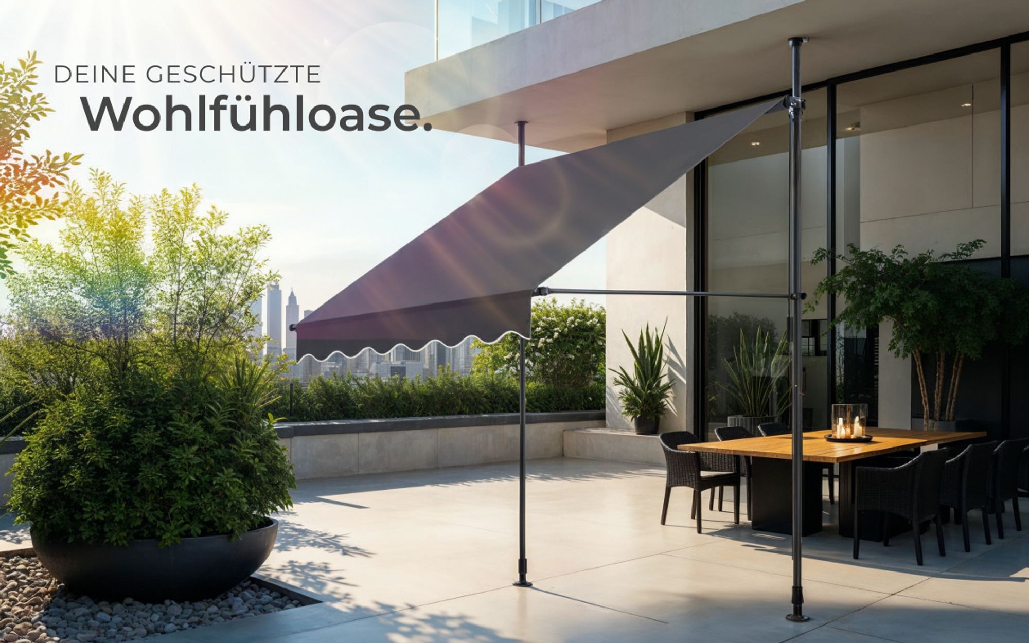 tectake® Klemmmarkise mit Handkurbel einfache Montage